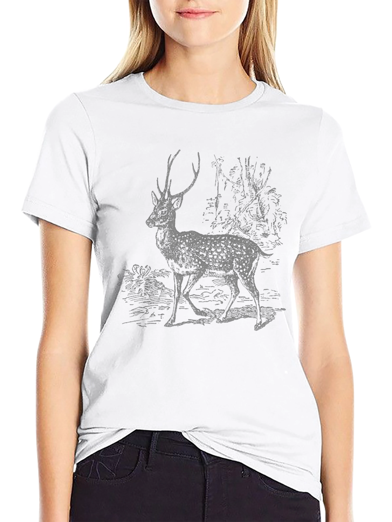 Deer Graphic Print T-Shirt