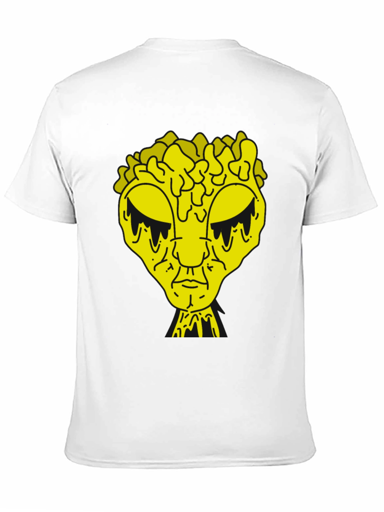 Black T-Shirt with Dripping Yellow Alien Graphic