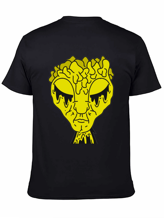 Black T-Shirt with Dripping Yellow Alien Graphic