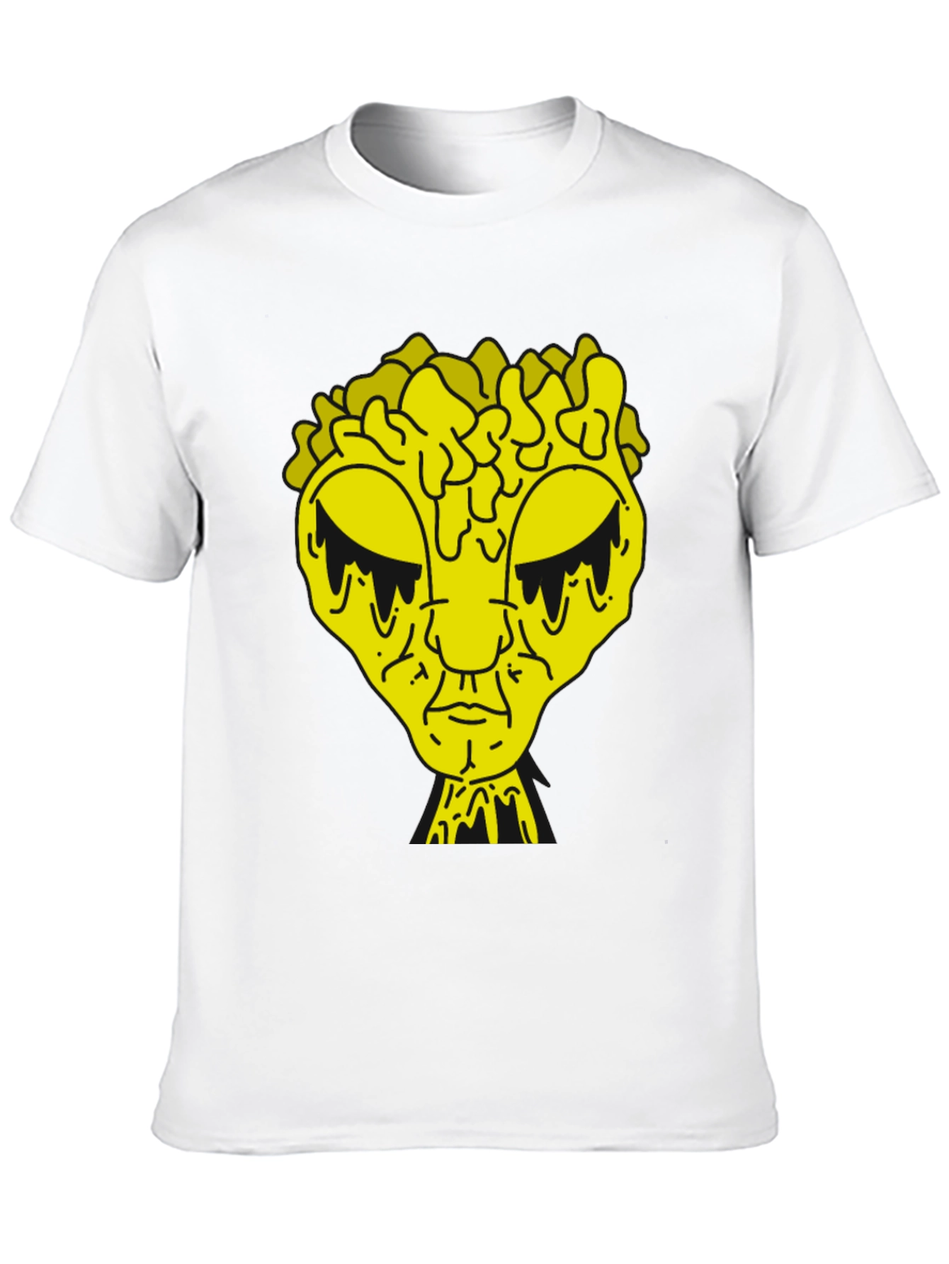 Black T-Shirt with Dripping Yellow Alien Graphic