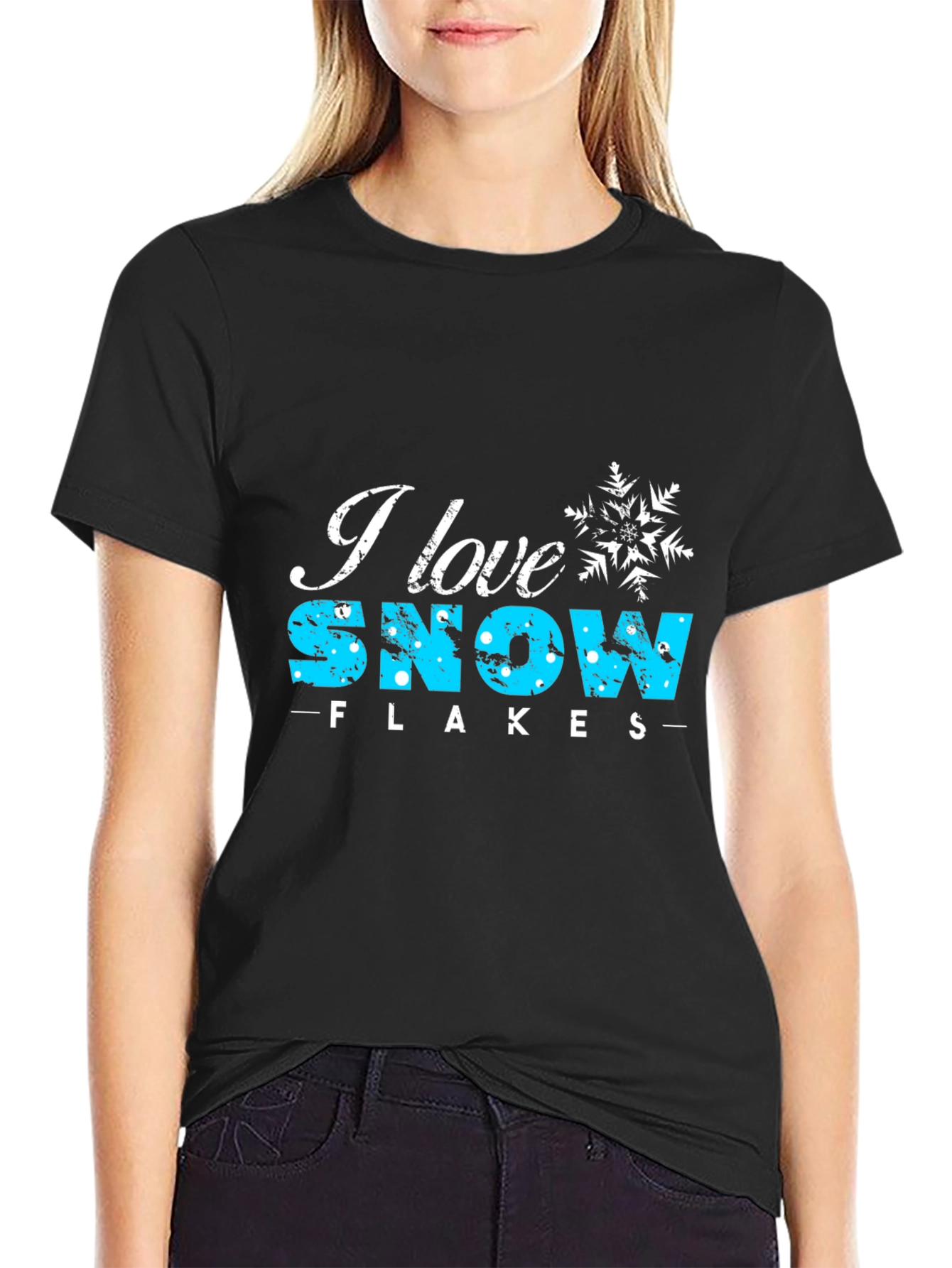 I Love Snowflakes Black Graphic Tee