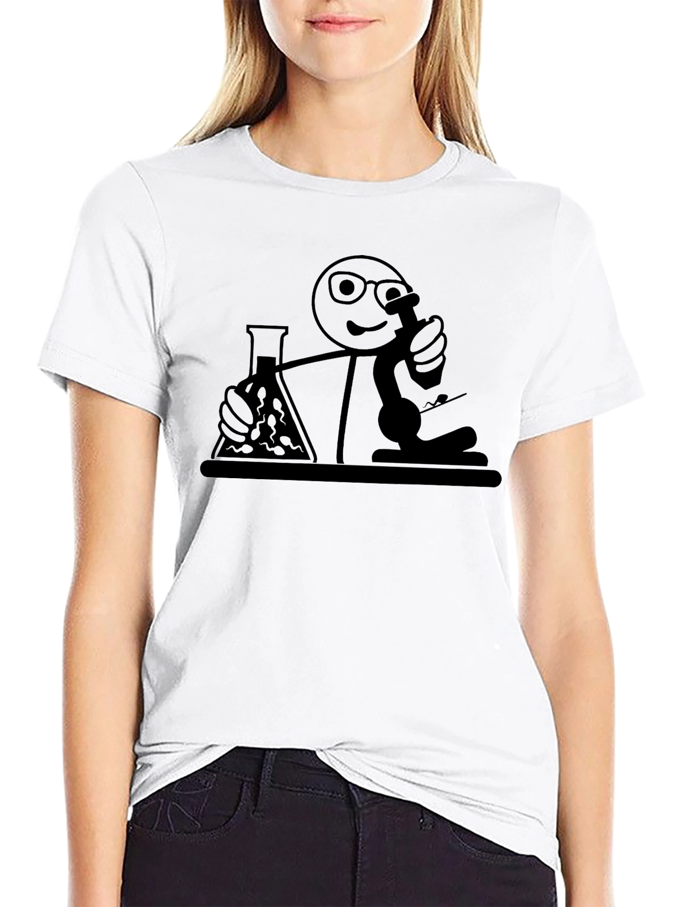 Scientist Stick Figure Graphic T-Shirt