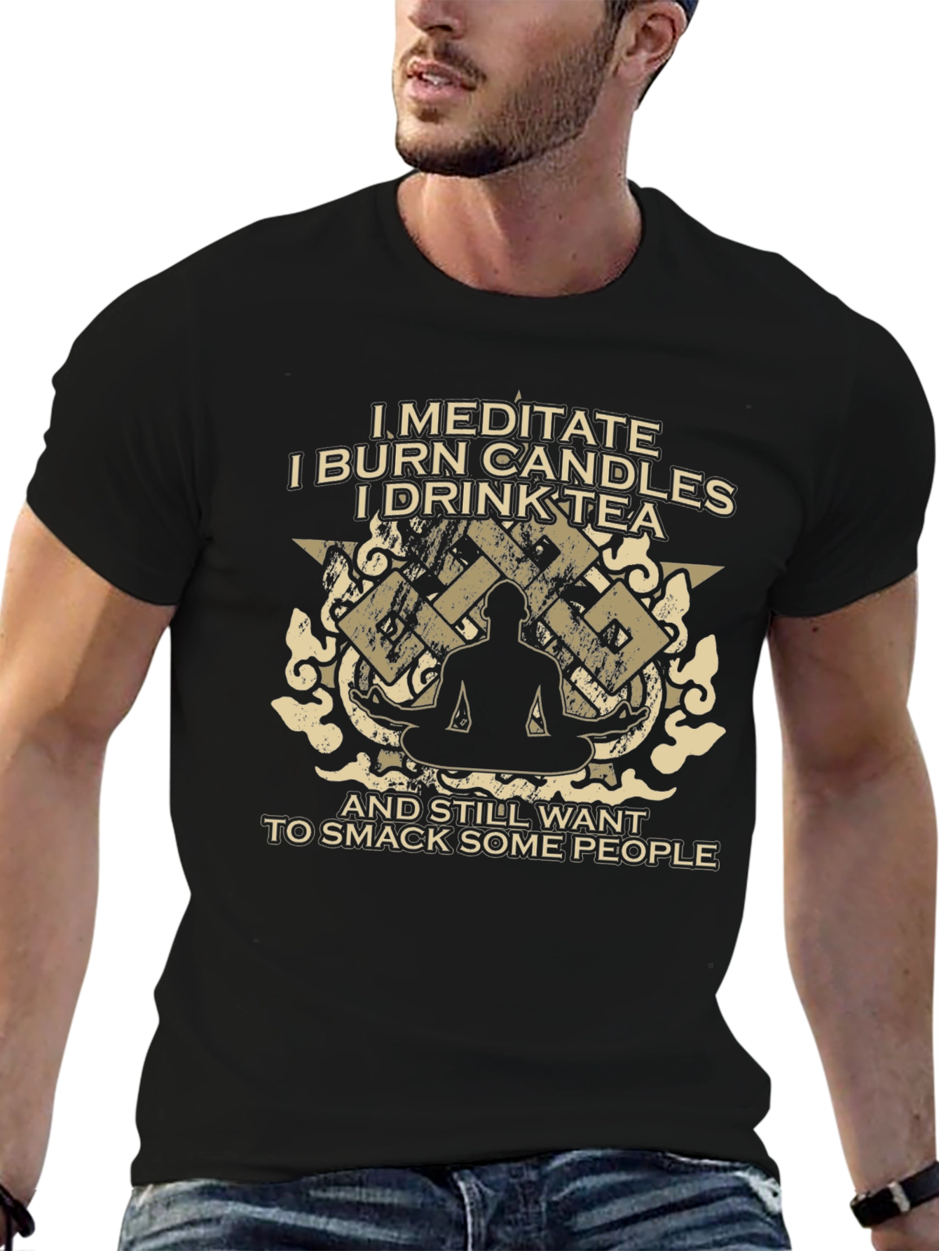 Meditate Burn Candles Smack People T-Shirt