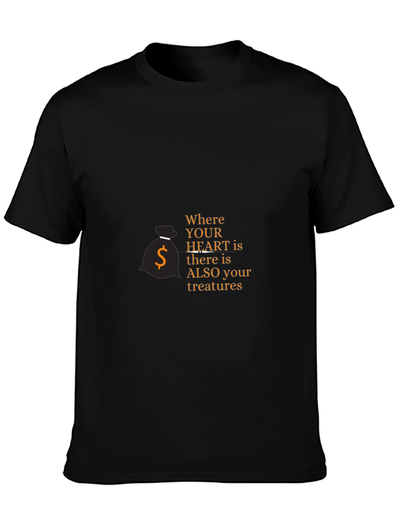 Mens Black Graphic Tee: Where Your Heart Is