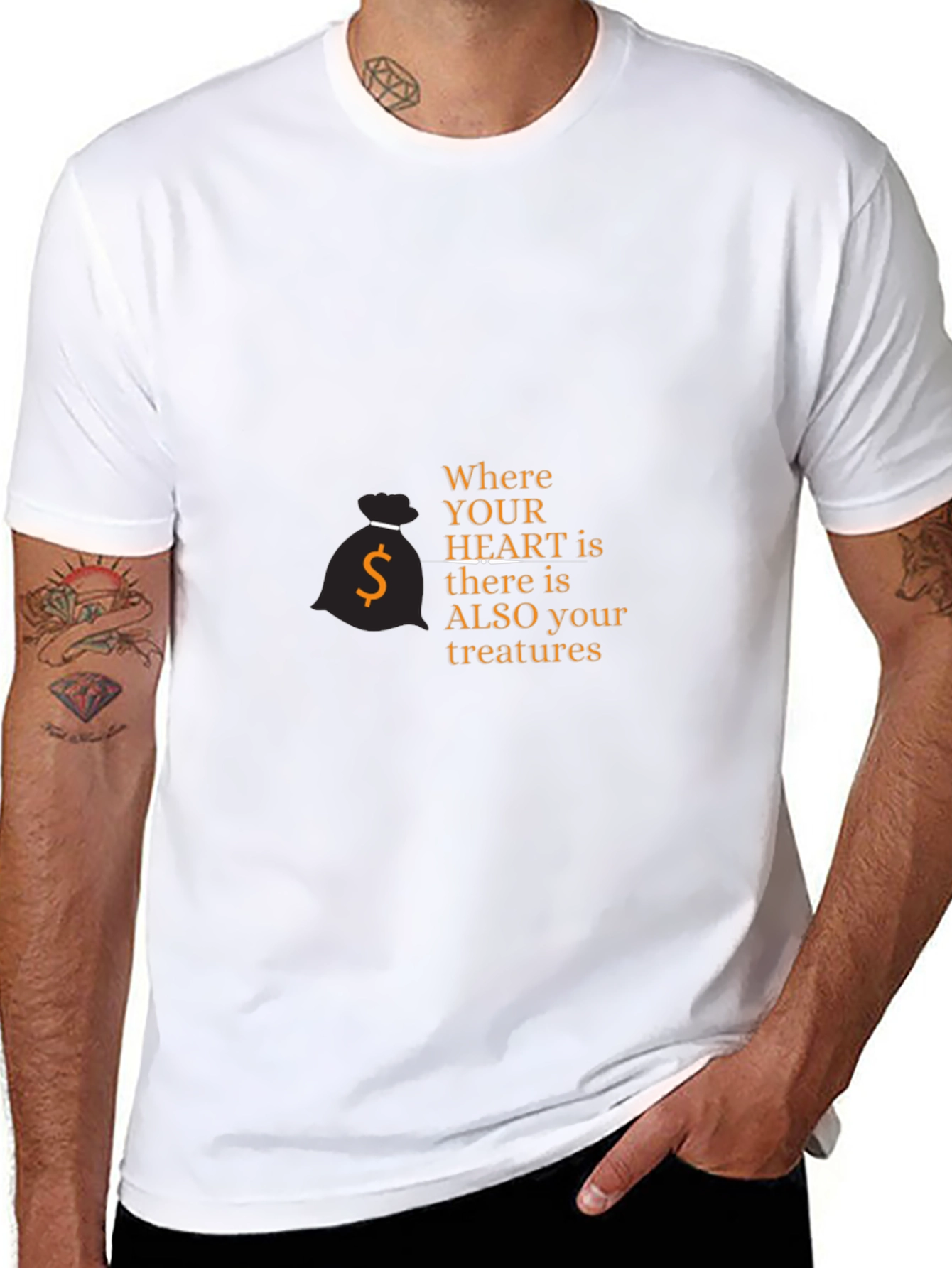Mens Black Graphic Tee: Where Your Heart Is