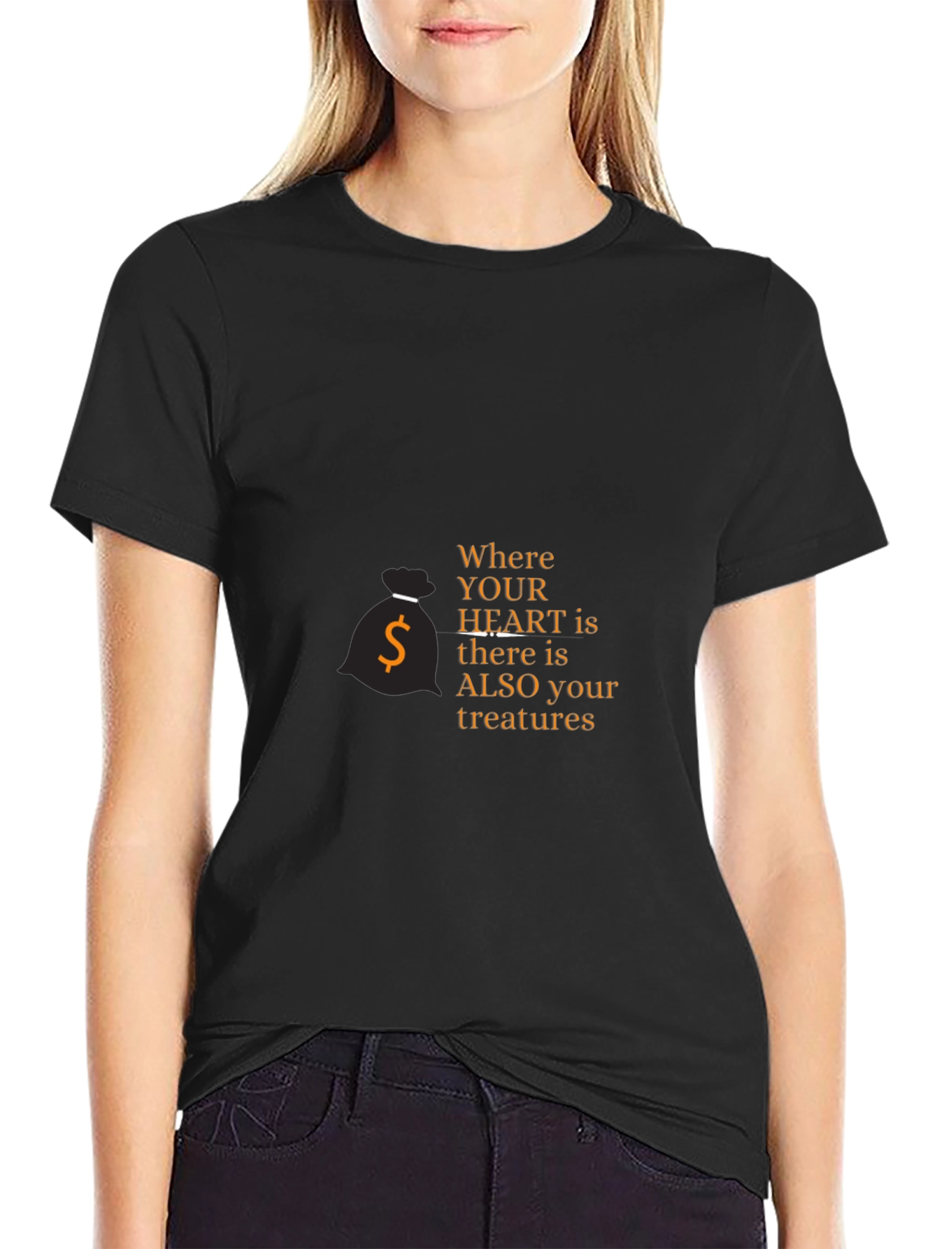 Mens Black Graphic Tee: Where Your Heart Is