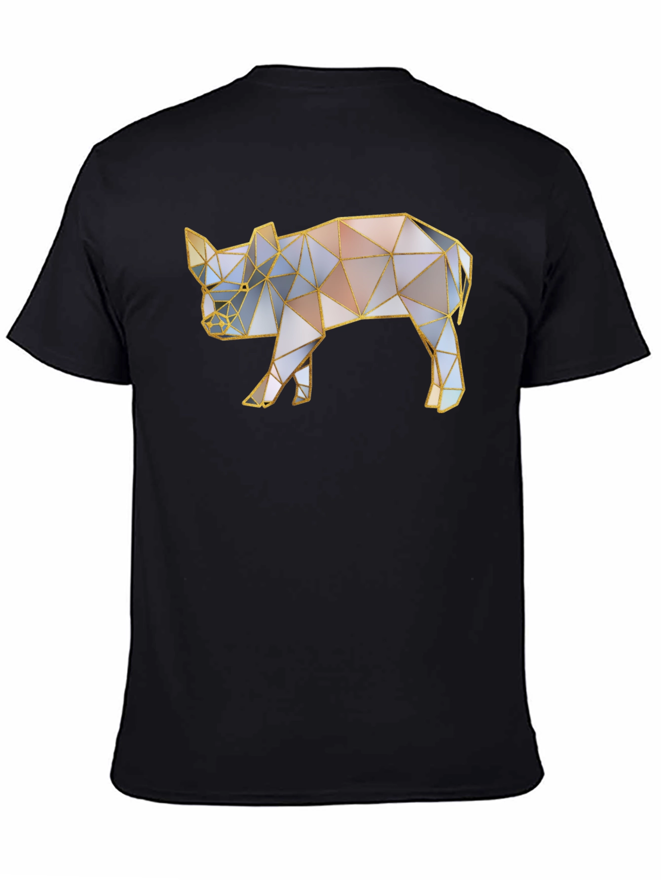 Geometric Pig Graphic T-Shirt - Stylish Animal Print