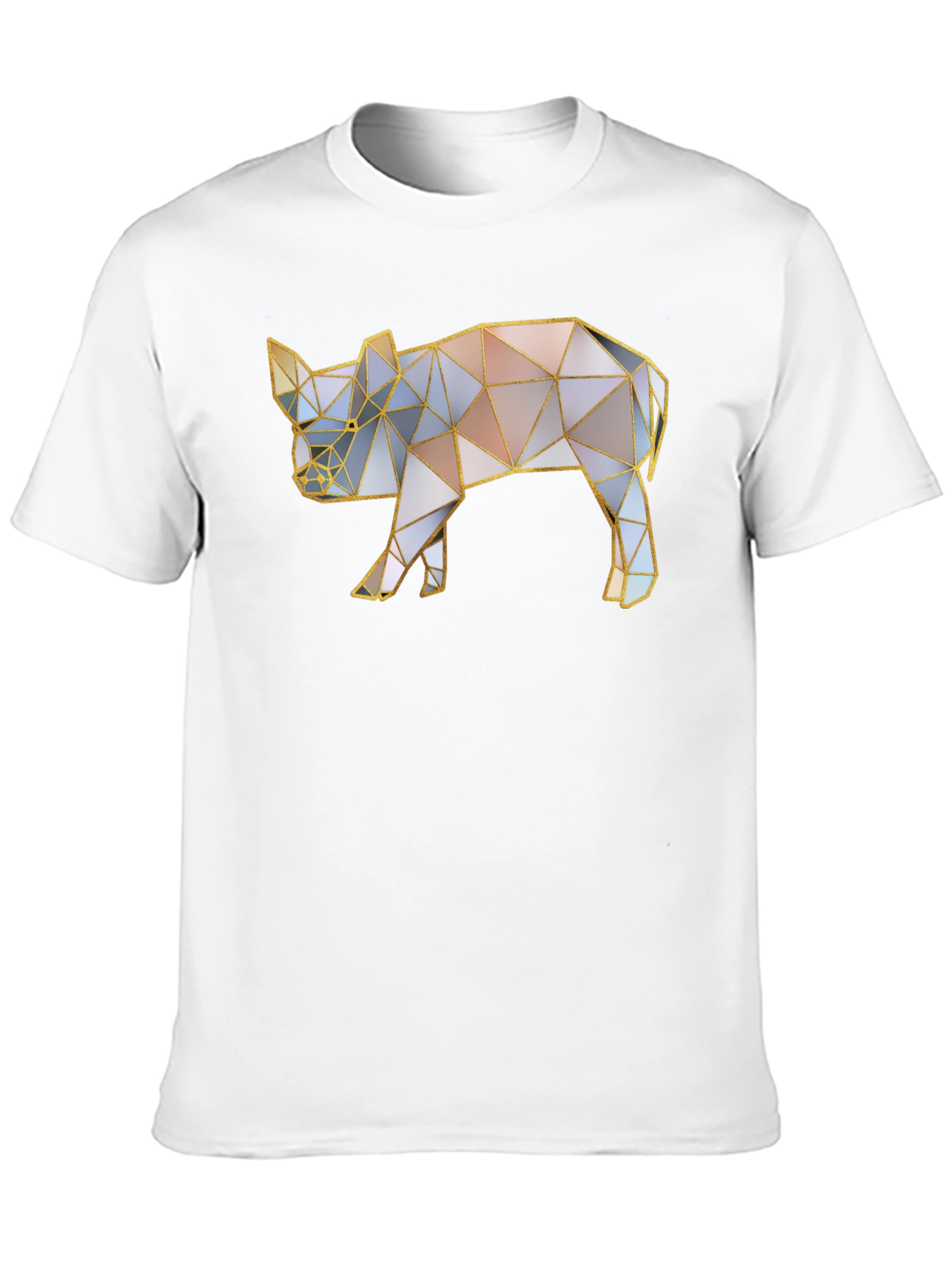 Geometric Pig Graphic T-Shirt - Stylish Animal Print