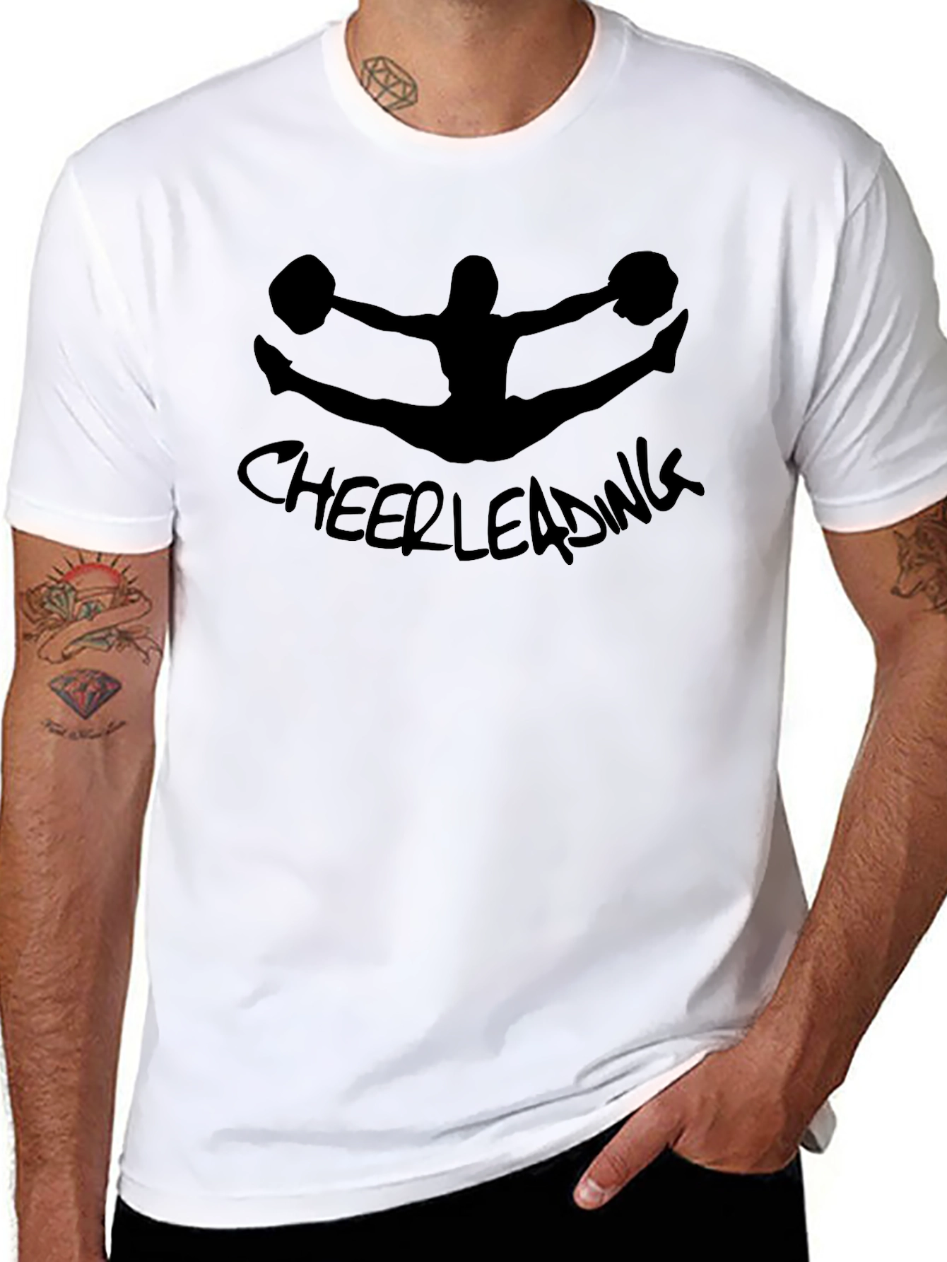 Cheerleading Silhouette Black Graphic T-Shirt
