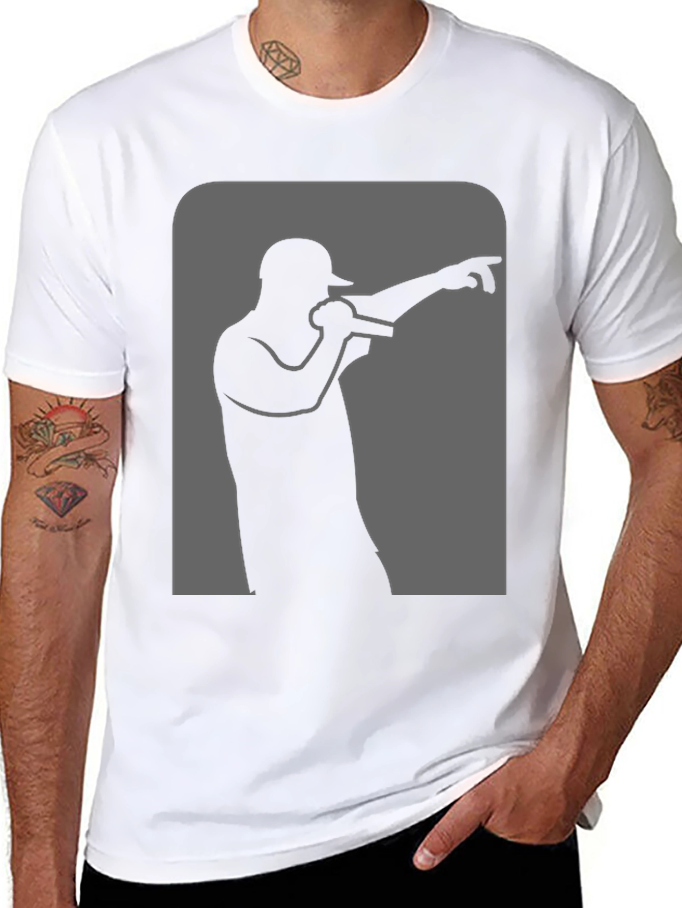 Rapper Silhouette Graphic Black T-Shirt
