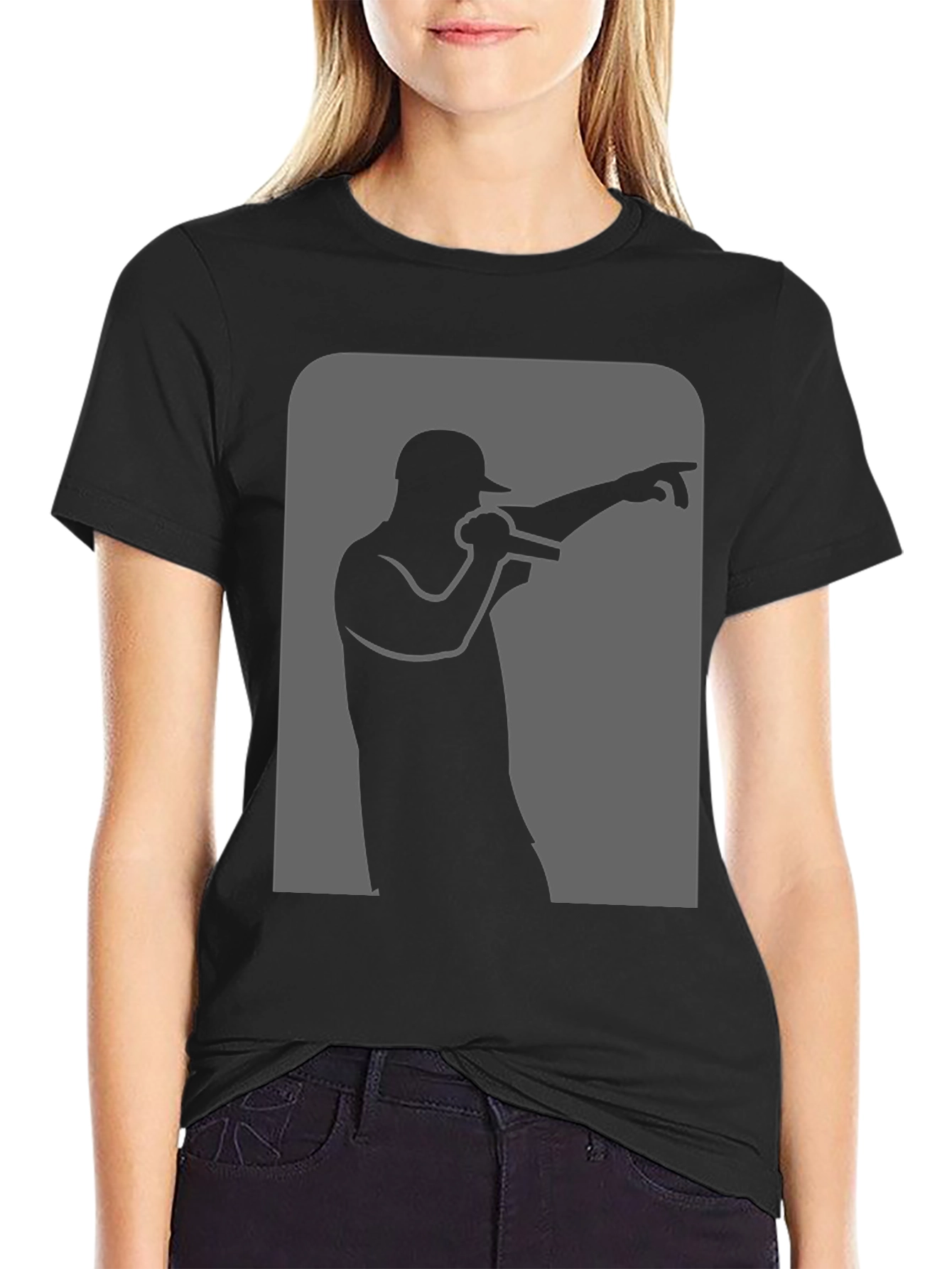 Rapper Silhouette Graphic Black T-Shirt