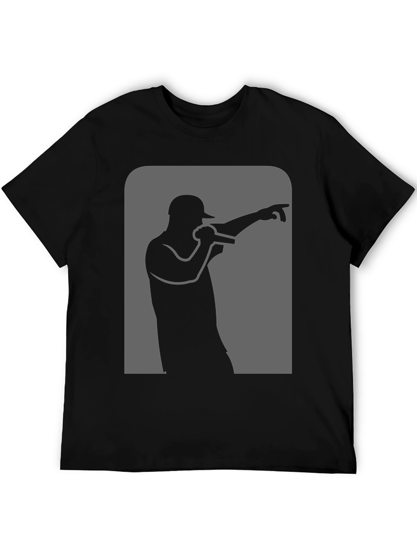 Rapper Silhouette Graphic Black T-Shirt