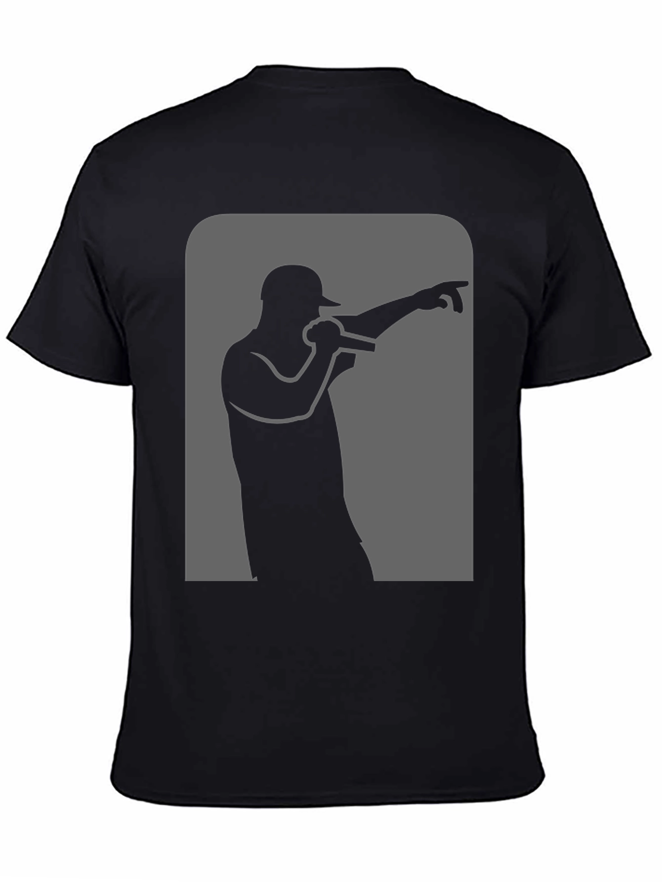 Rapper Silhouette Graphic Black T-Shirt