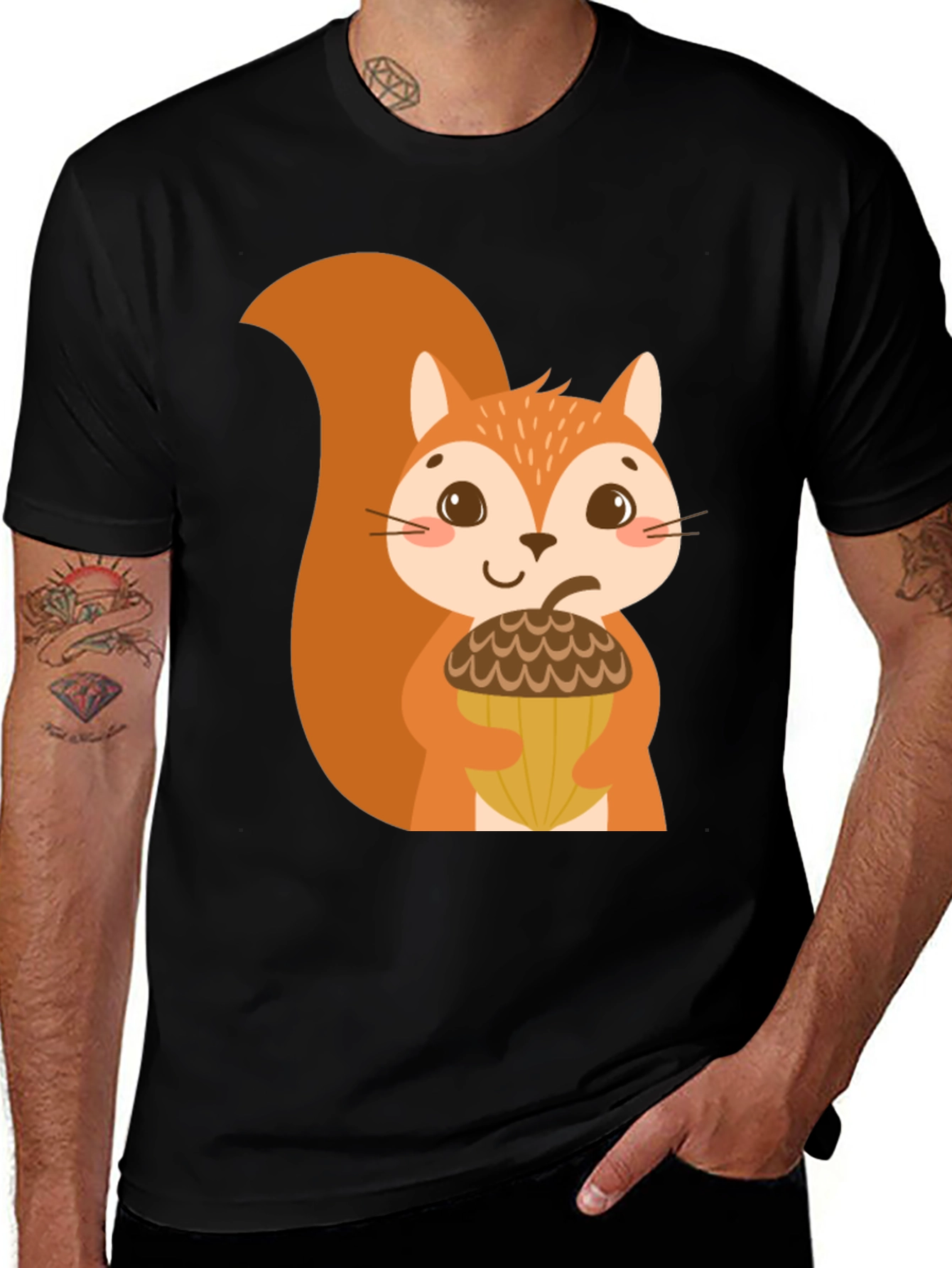 Cute Squirrel Graphic Tee - Unisex Black T-Shirt