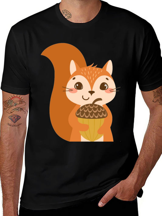 Cute Squirrel Graphic Tee - Unisex Black T-Shirt