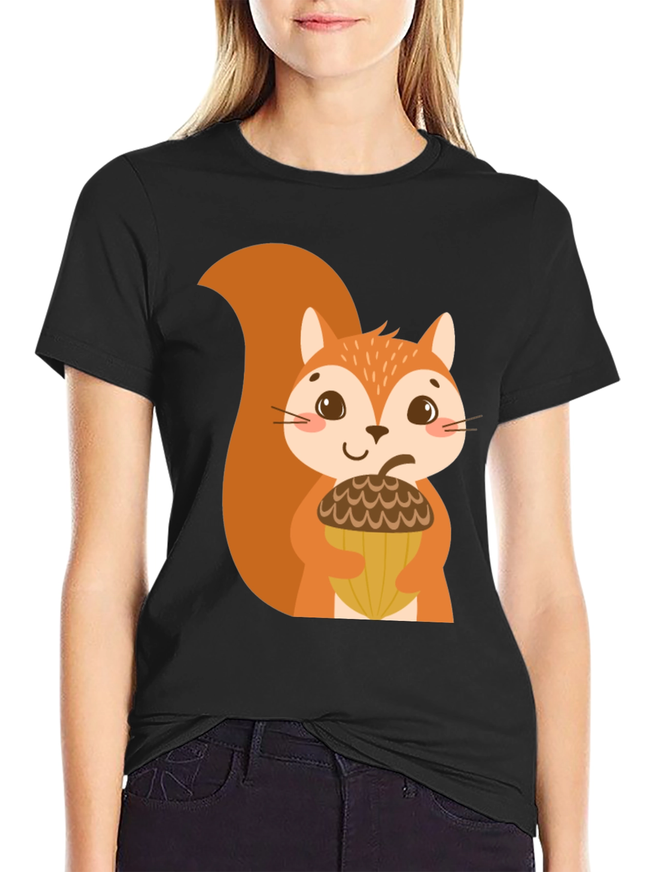 Cute Squirrel Graphic Tee - Unisex Black T-Shirt