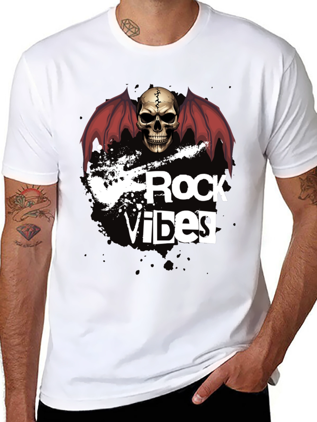 Rock Vibes Skull Graphic T-Shirt