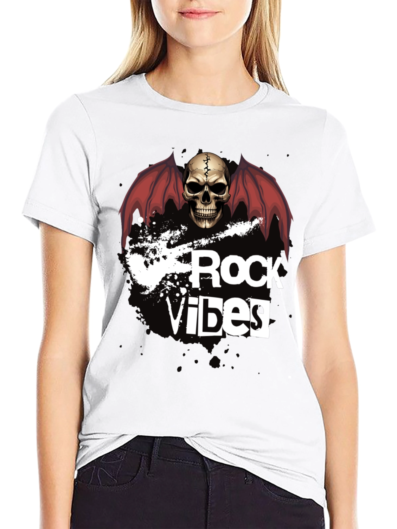 Rock Vibes Skull Graphic T-Shirt