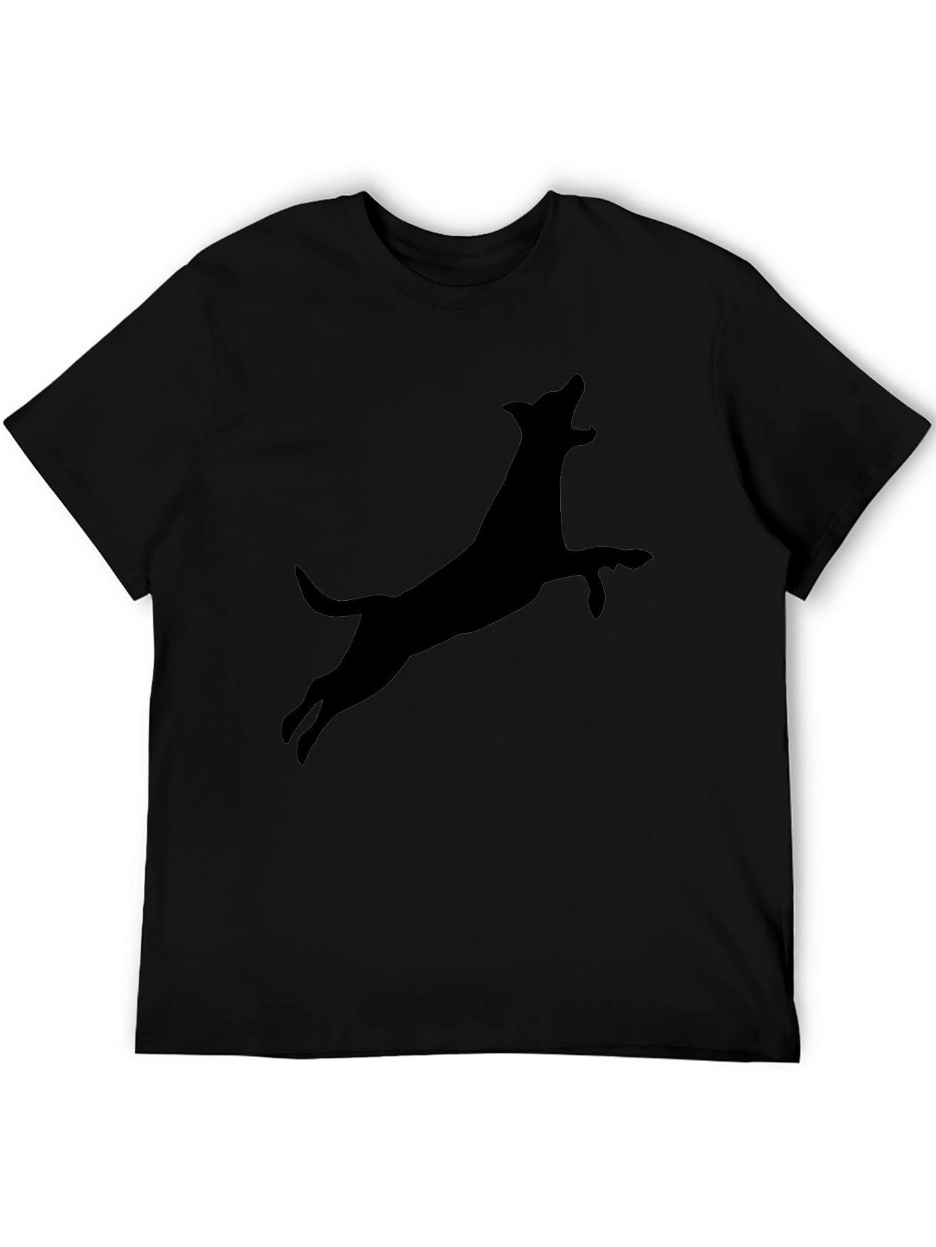 Dog Silhouette Black Graphic Tee - Mens Casual Shirt