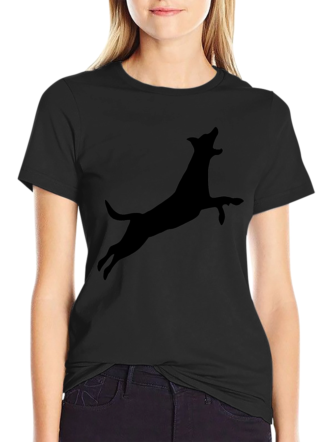 Dog Silhouette Black Graphic Tee - Mens Casual Shirt