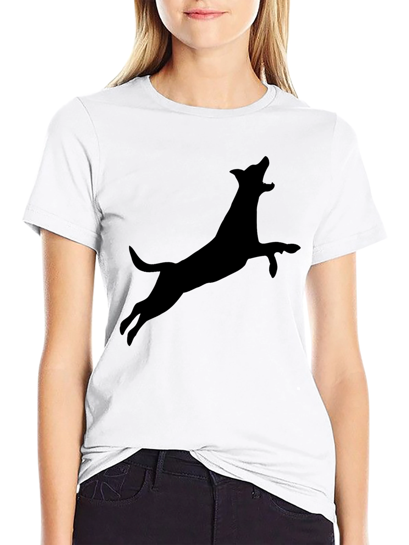 Dog Silhouette Black Graphic Tee - Mens Casual Shirt