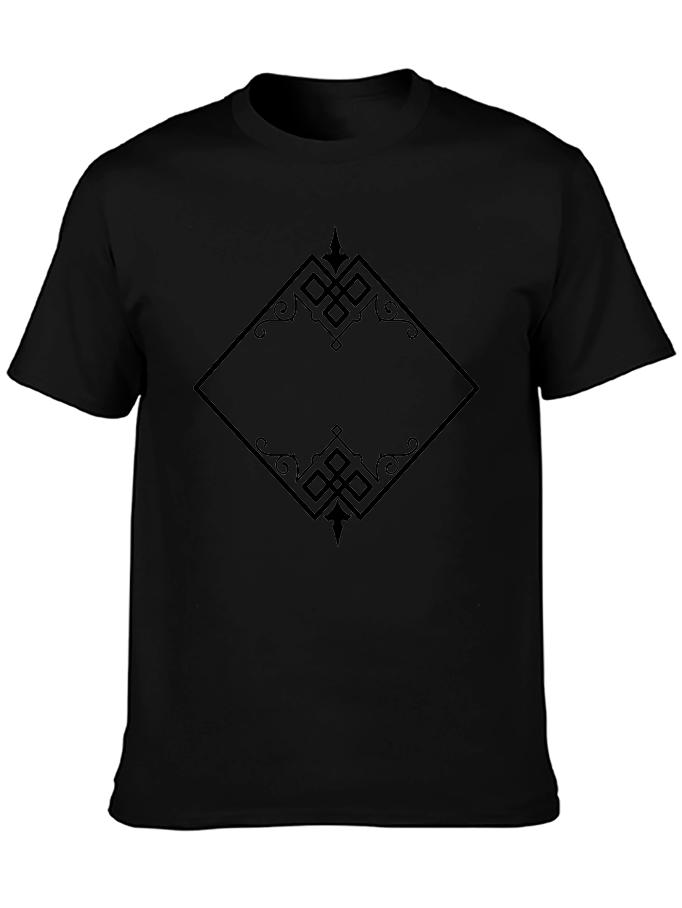 Elegant Diamond Pattern Black T-Shirt
