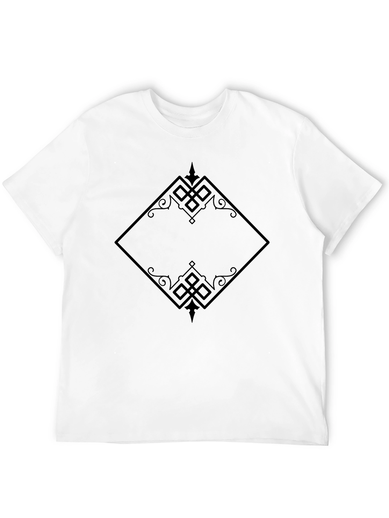 Elegant Diamond Pattern Black T-Shirt