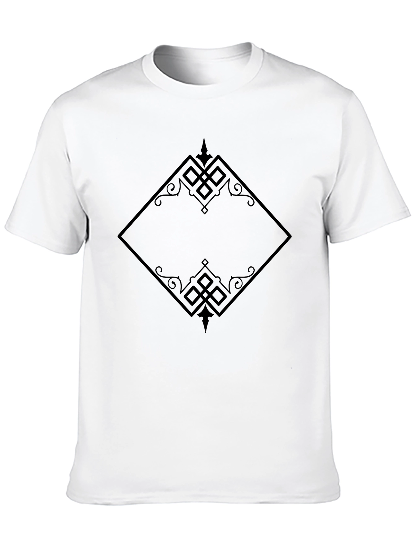 Elegant Diamond Pattern Black T-Shirt