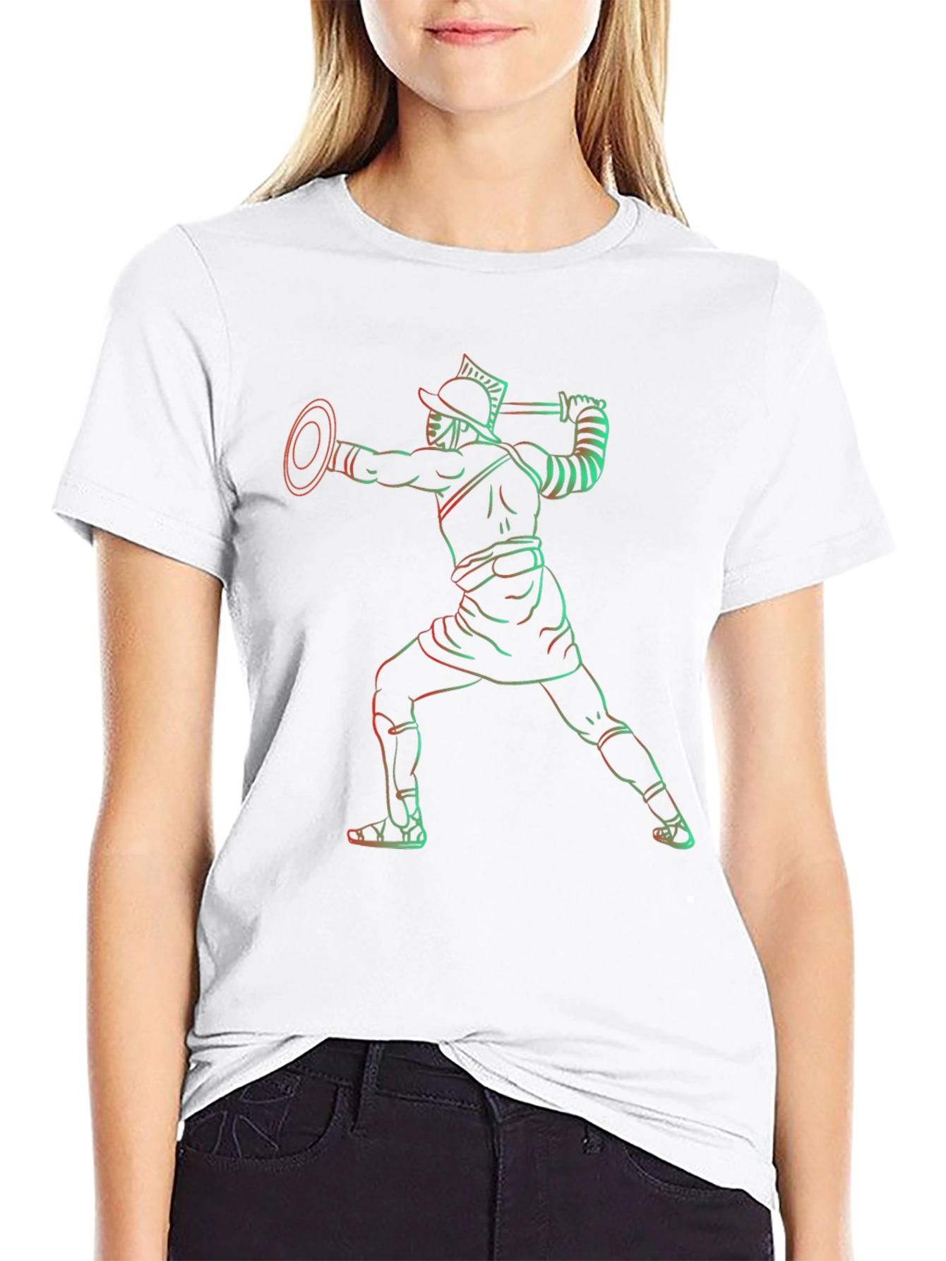 Gladiator Outline Graphic Tee - Black