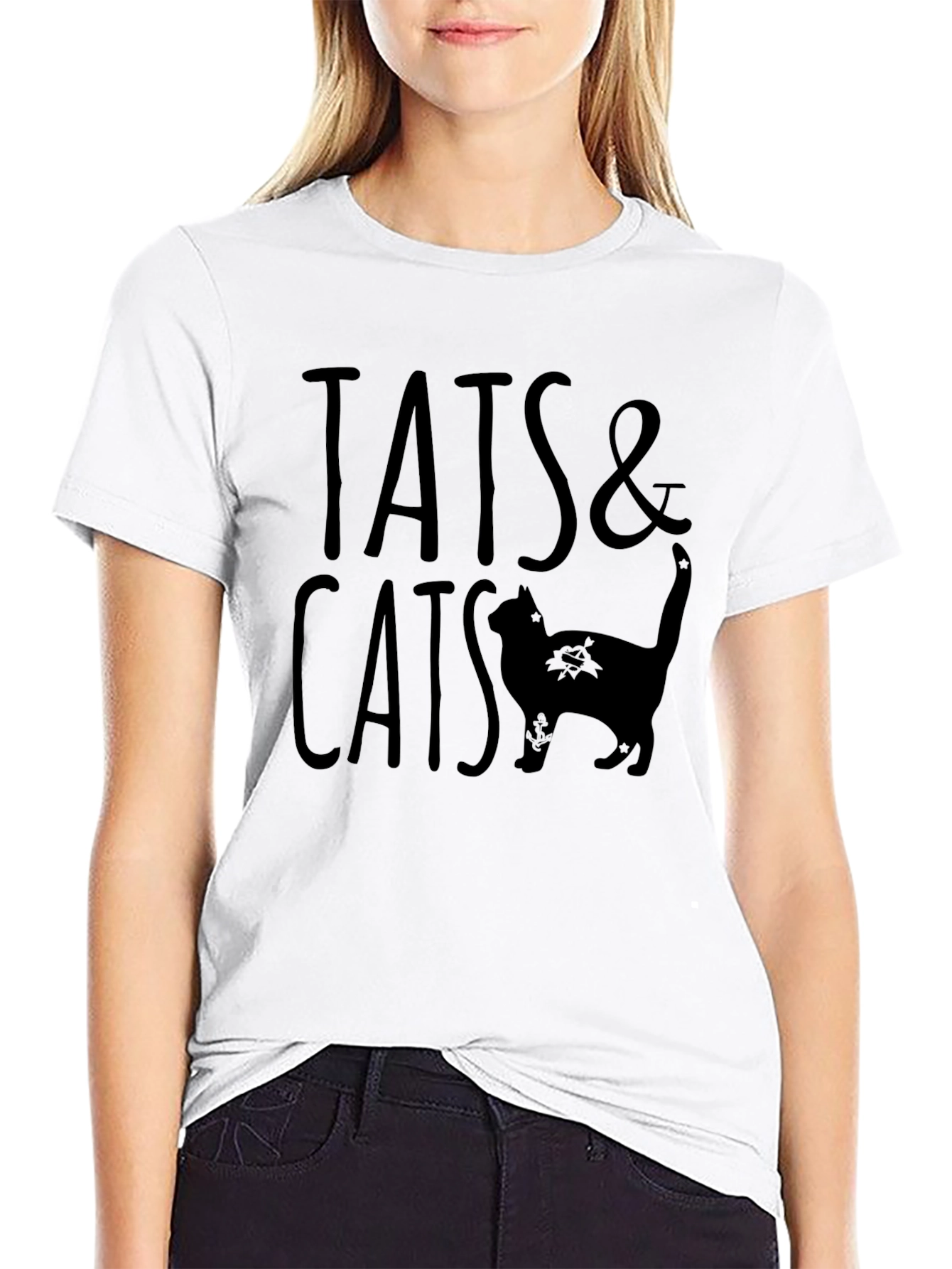 Tats & Cats Black Graphic Tee