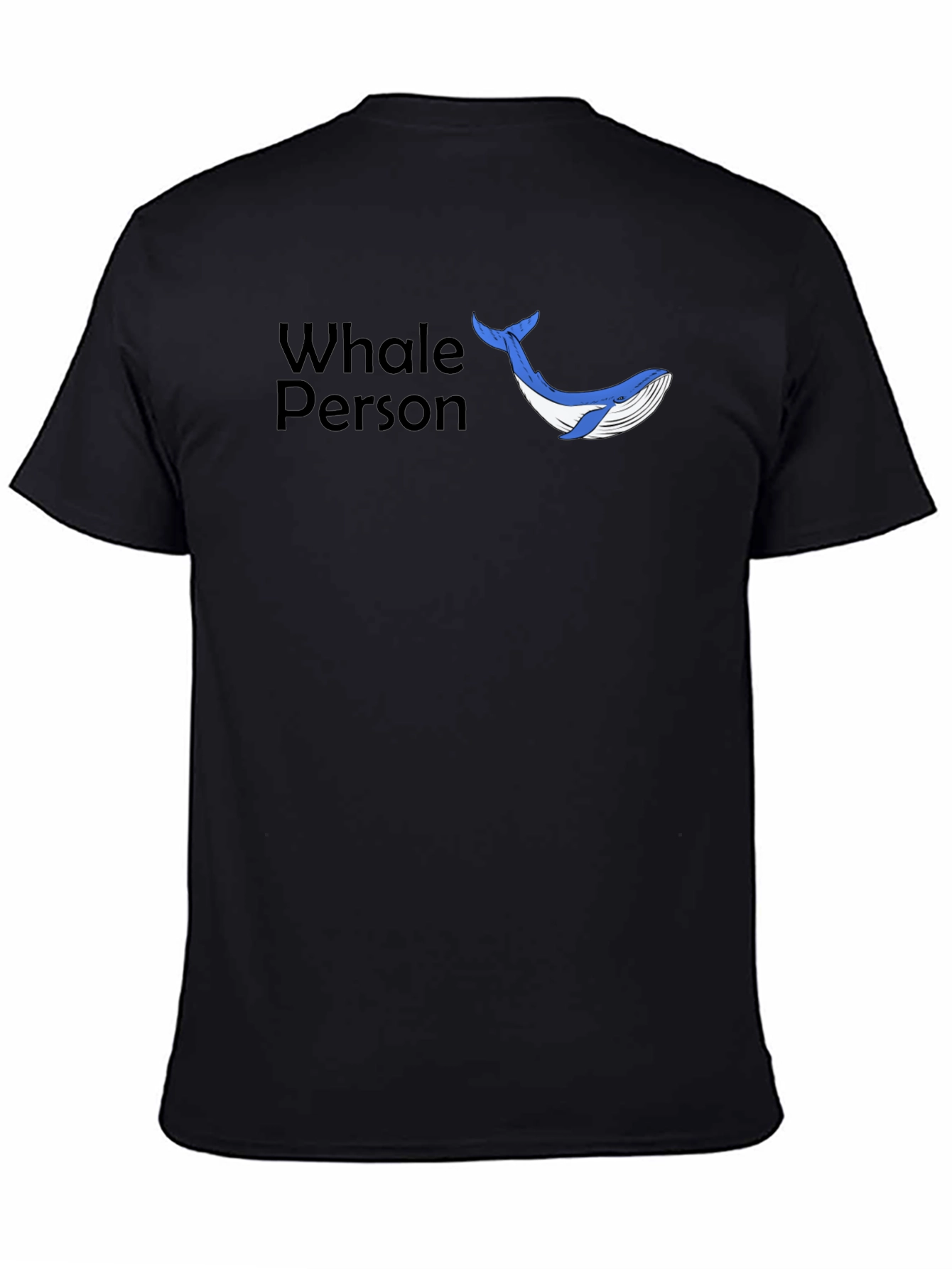 Whale Person Graphic Tee - Black Casual T-Shirt