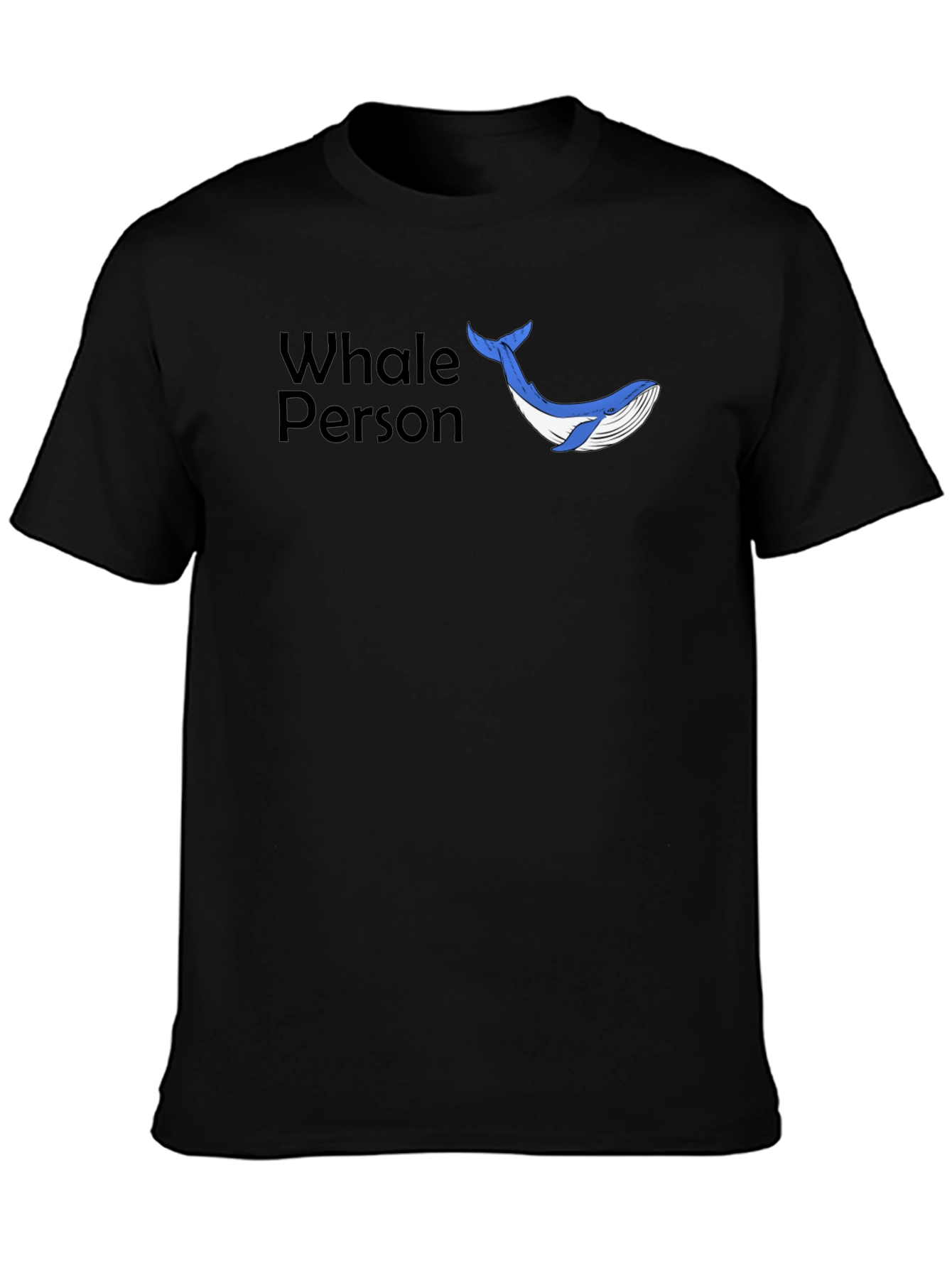 Whale Person Graphic Tee - Black Casual T-Shirt