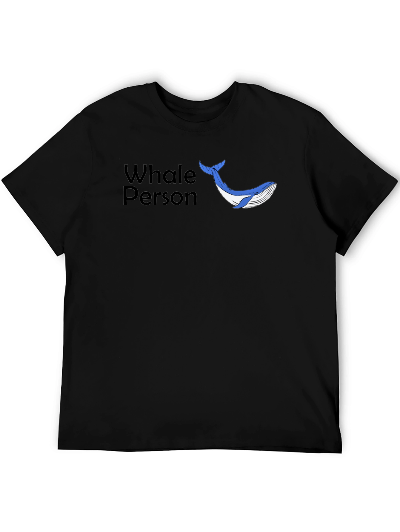 Whale Person Graphic Tee - Black Casual T-Shirt