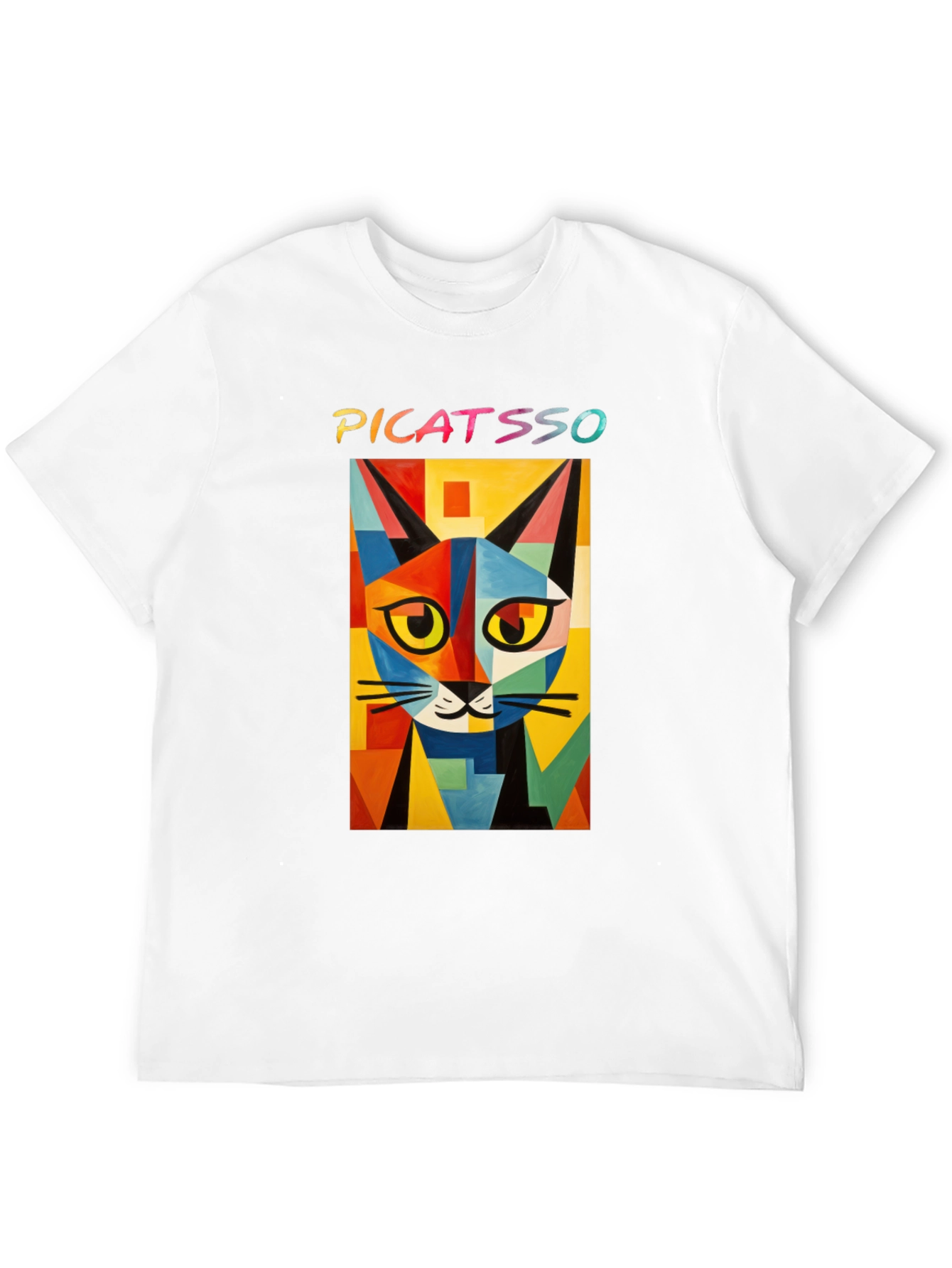 Picatasso Artistic Cat Graphic Tee - Trendy Black T-Shirt