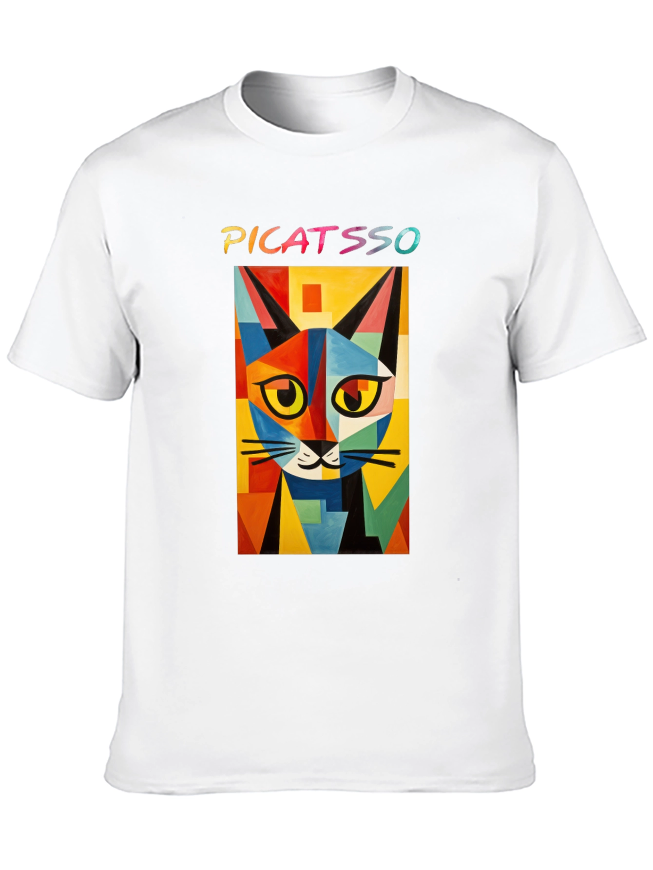 Picatasso Artistic Cat Graphic Tee - Trendy Black T-Shirt