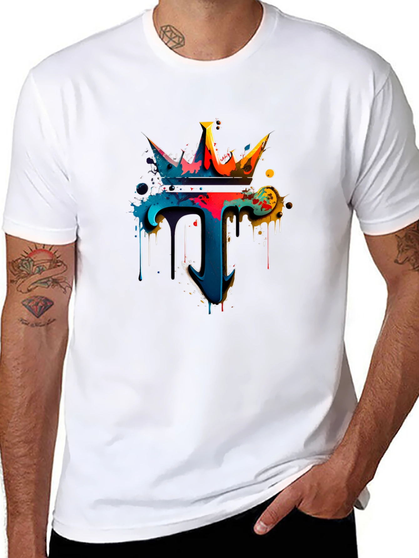 Colorful Crown Dripping T-Shirt