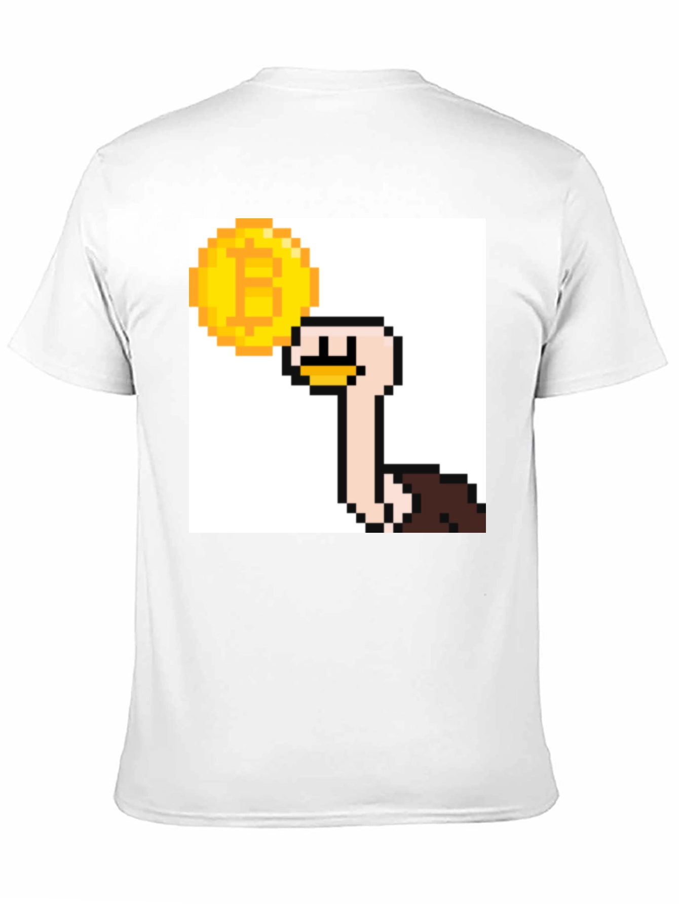 Bitcoin Ostrich Pixel Art Black T-Shirt