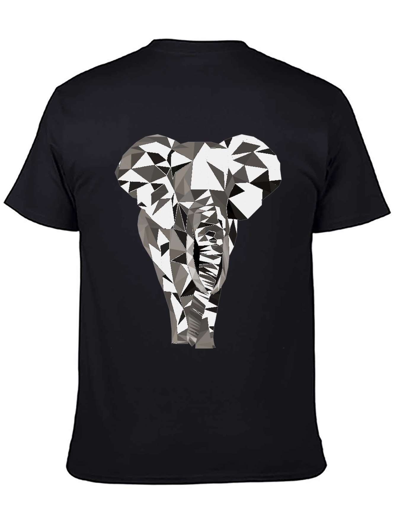 Geometric Elephant Graphic Tee - Black