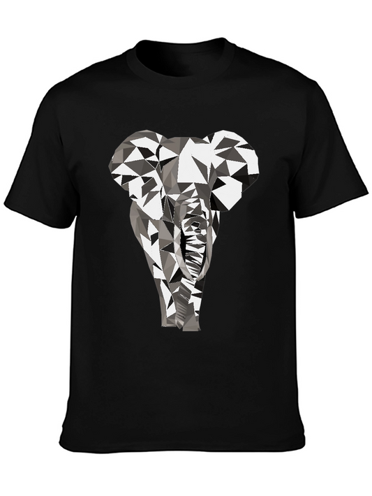 Geometric Elephant Graphic Tee - Black