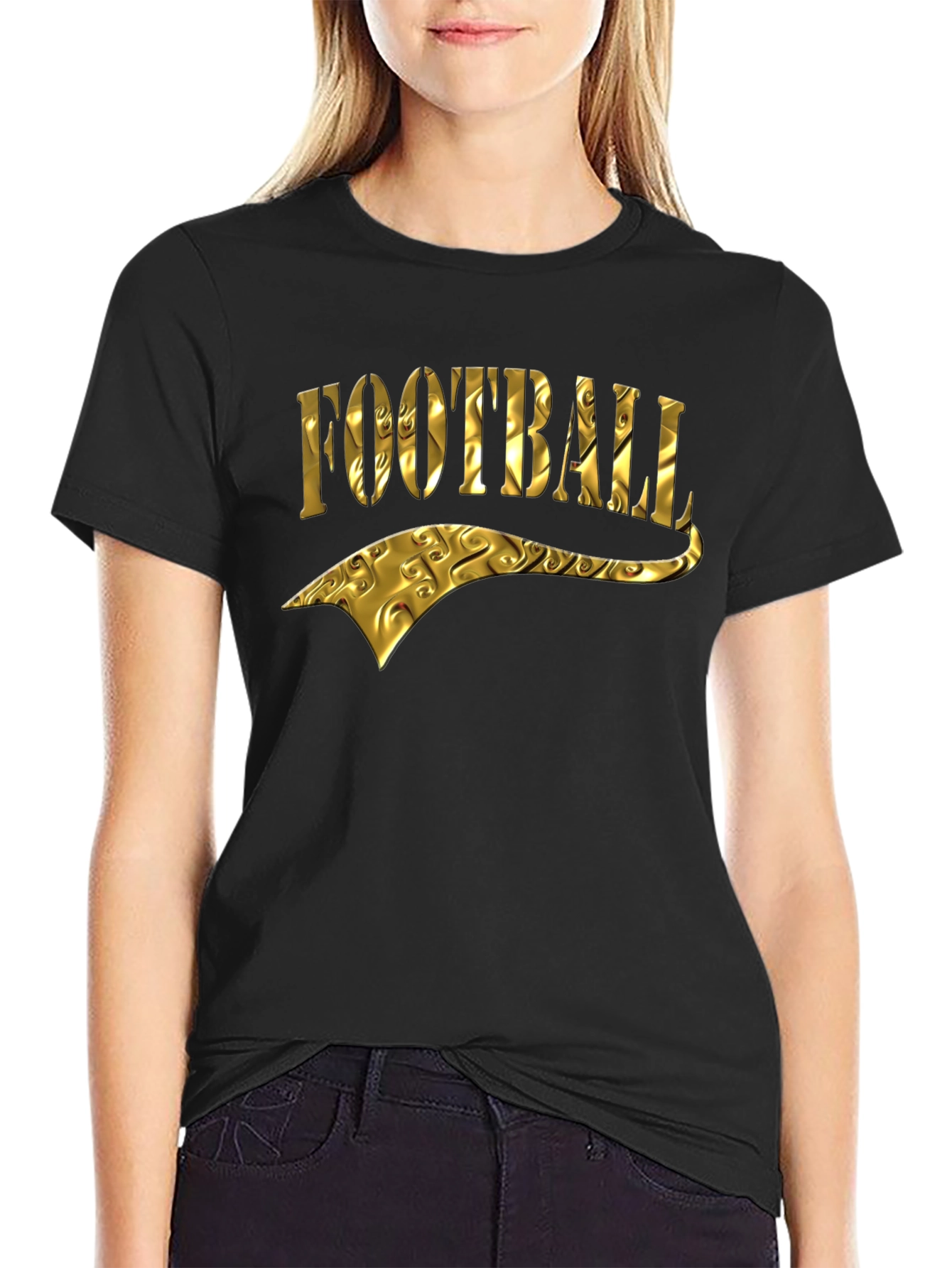 Golden Football Graphic Tee - Black
