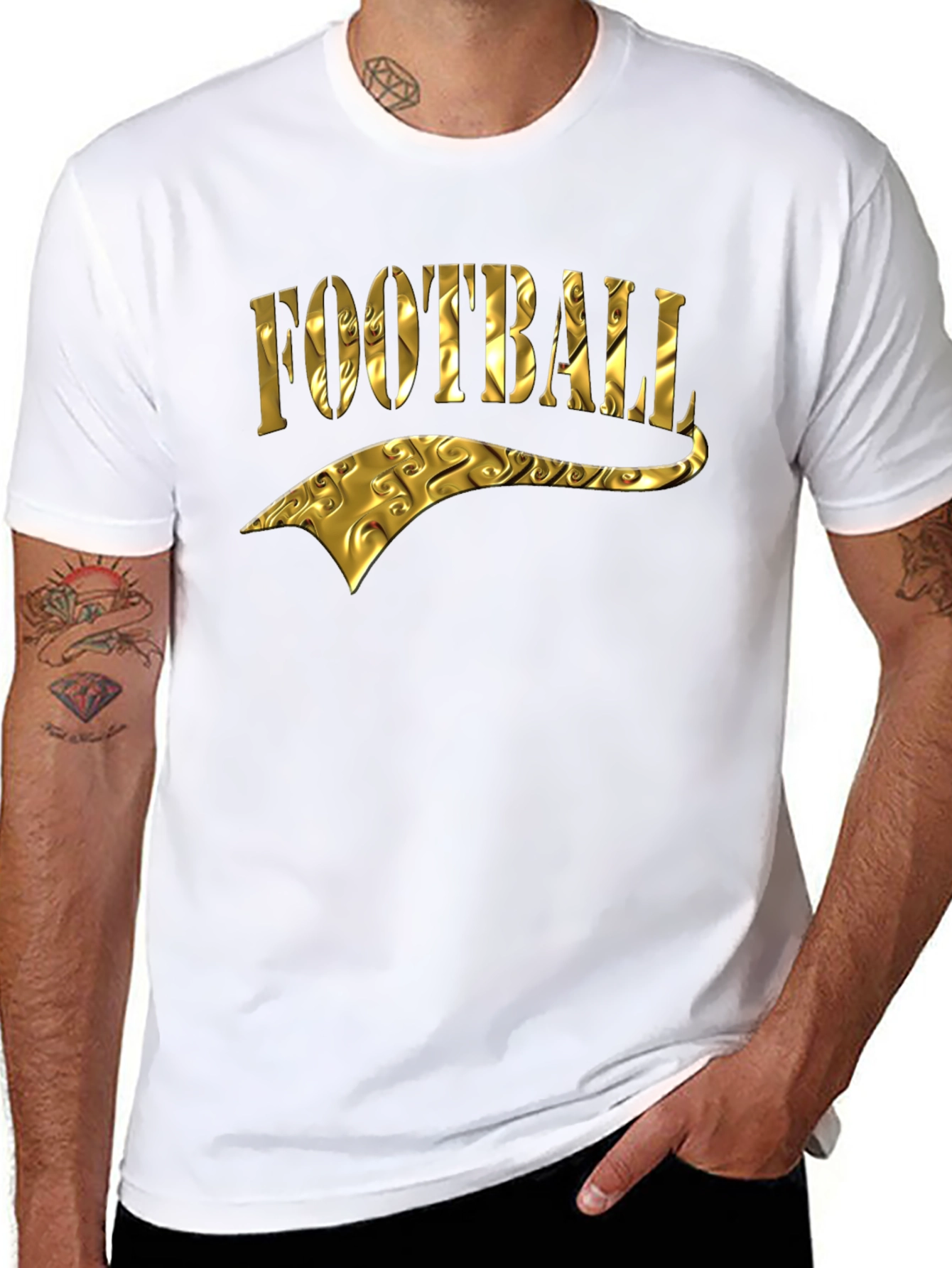 Golden Football Graphic Tee - Black