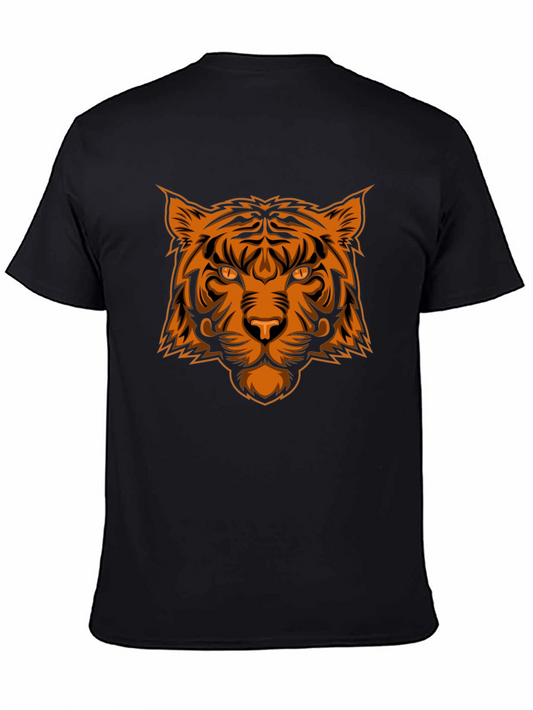 Bold Tiger Graphic Tee - Black Cotton T-Shirt