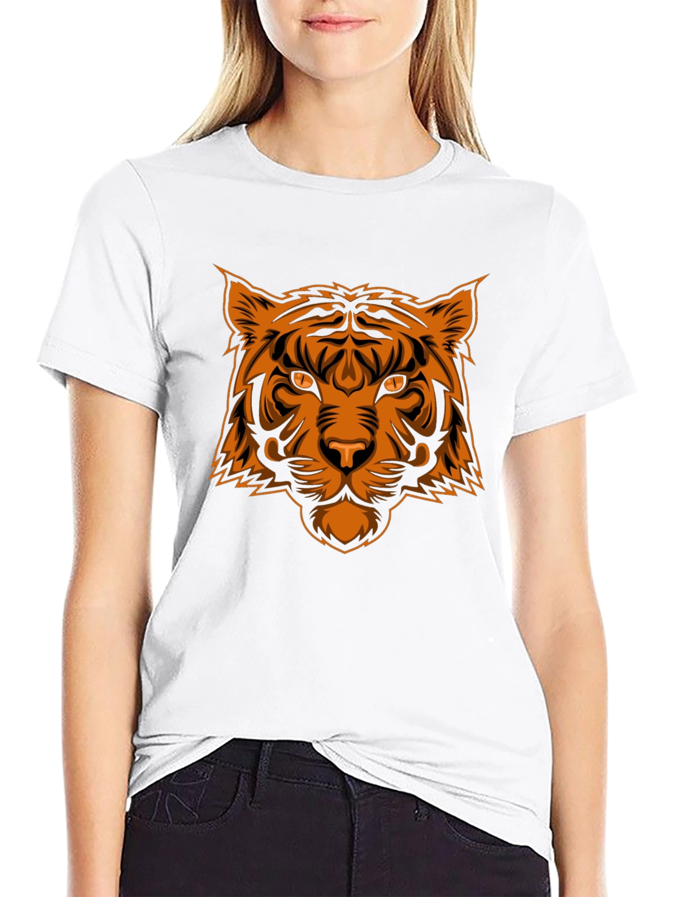 Bold Tiger Graphic Tee - Black Cotton T-Shirt