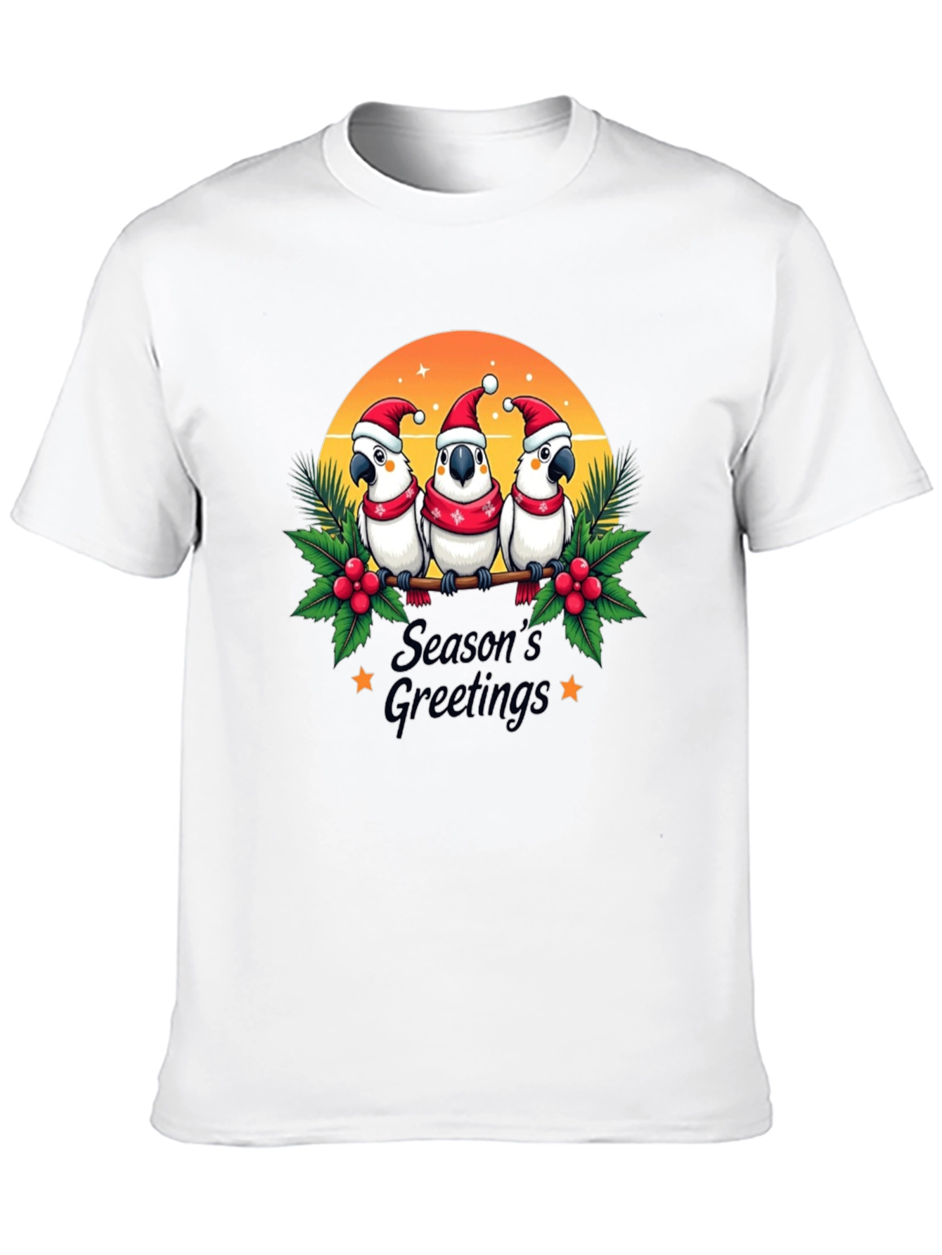 Festive Holiday Parrots T-Shirt