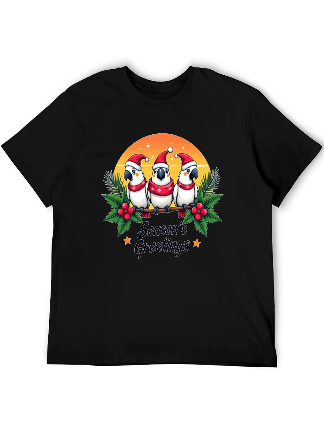 Festive Holiday Parrots T-Shirt
