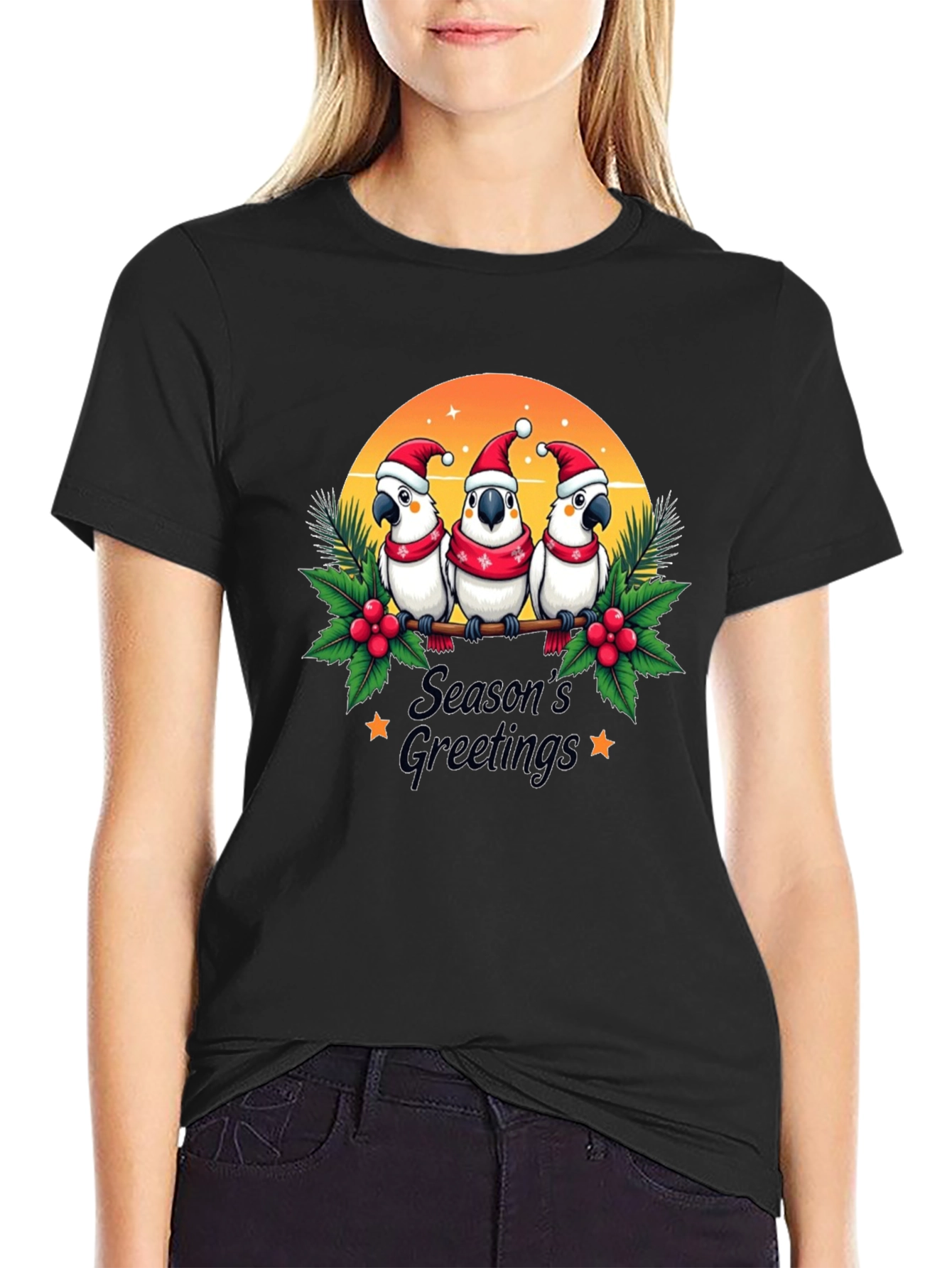 Festive Holiday Parrots T-Shirt