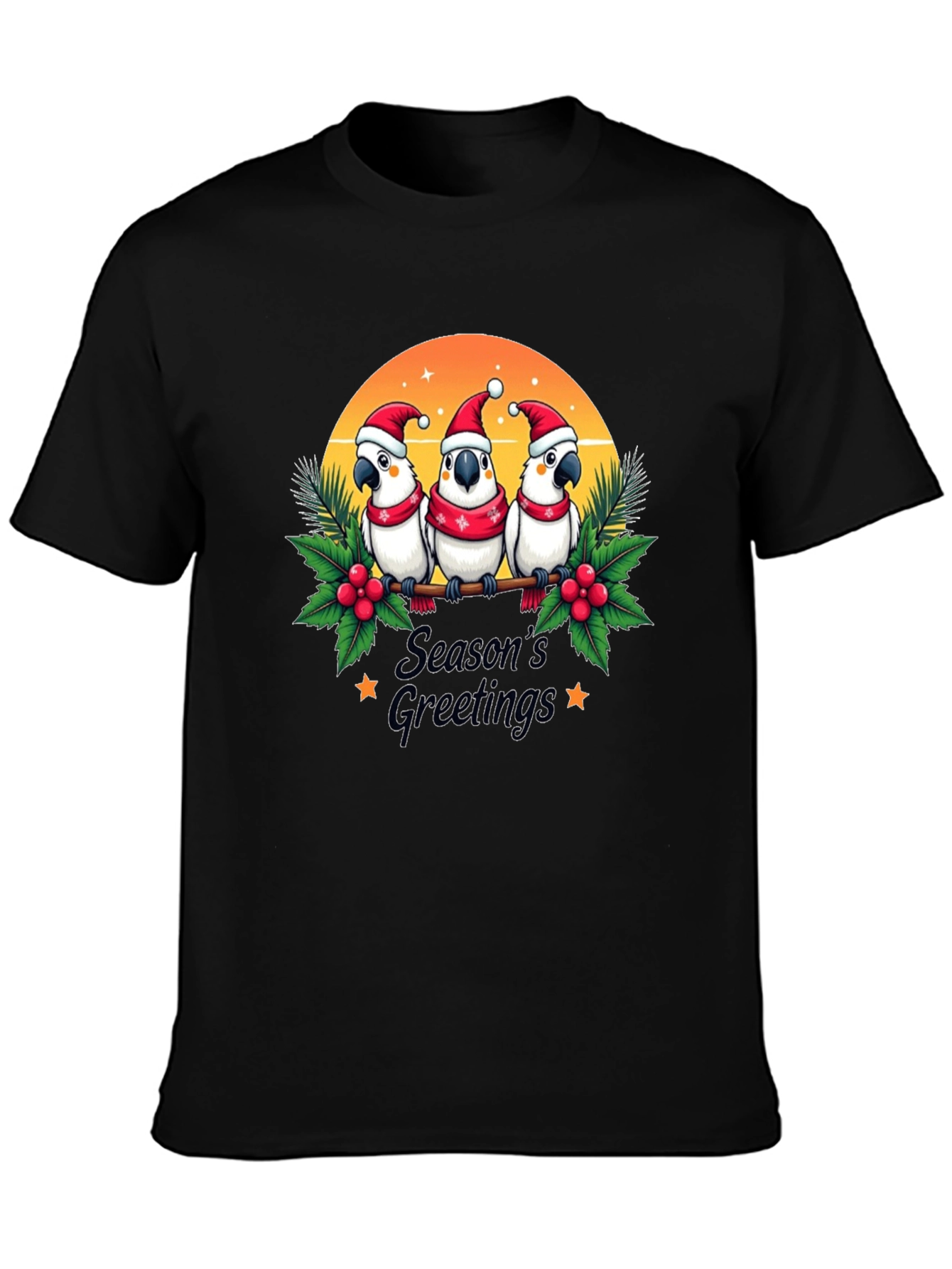 Festive Holiday Parrots T-Shirt