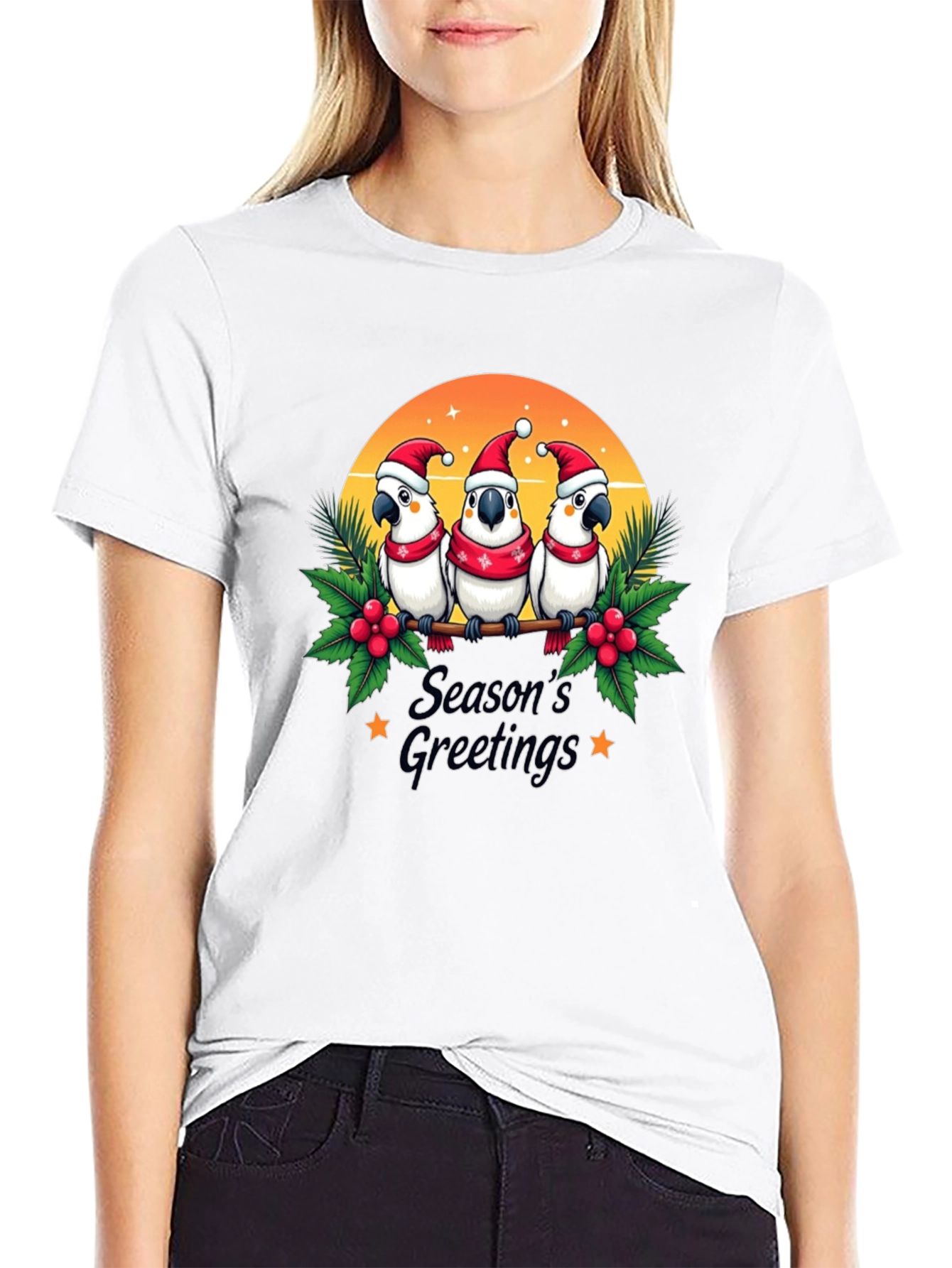 Festive Holiday Parrots T-Shirt
