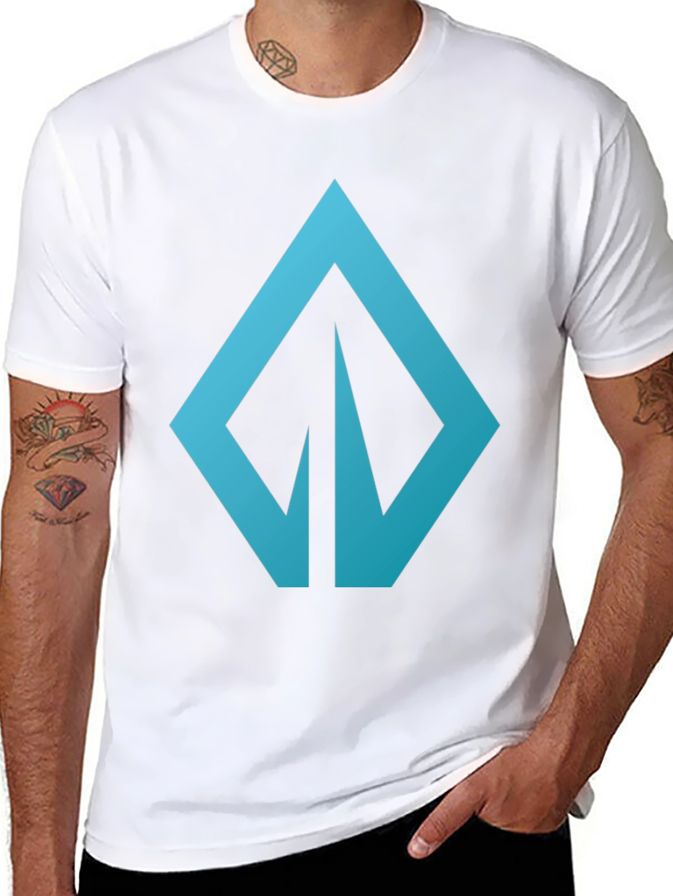 Modern Blue Logo Graphic Tee - Casual Style