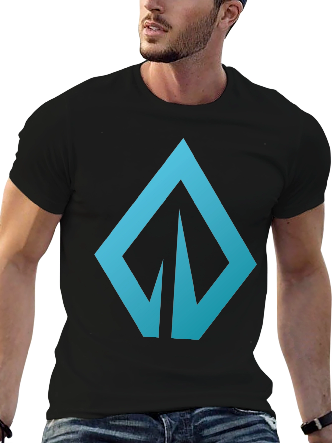 Modern Blue Logo Graphic Tee - Casual Style